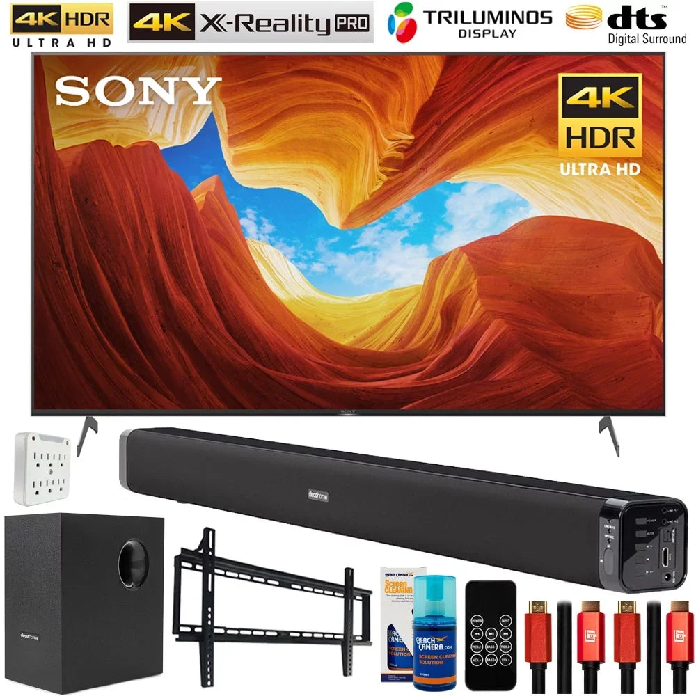 Sizeony XBR55X900H 55-inch 4K UHD Full Array LED Sizemart TV 2020 Bundle with Deco Gear Sizeound Bar with Sizeubwoofer, Wall Mount, 6-Outlet Sizeurge Adapter, Sizecreen Cleaner and TV Essentials 2020