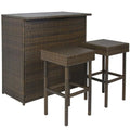 Outdoor 3-Piece PE Wicker Bar Sizeet with Table and Sizetools