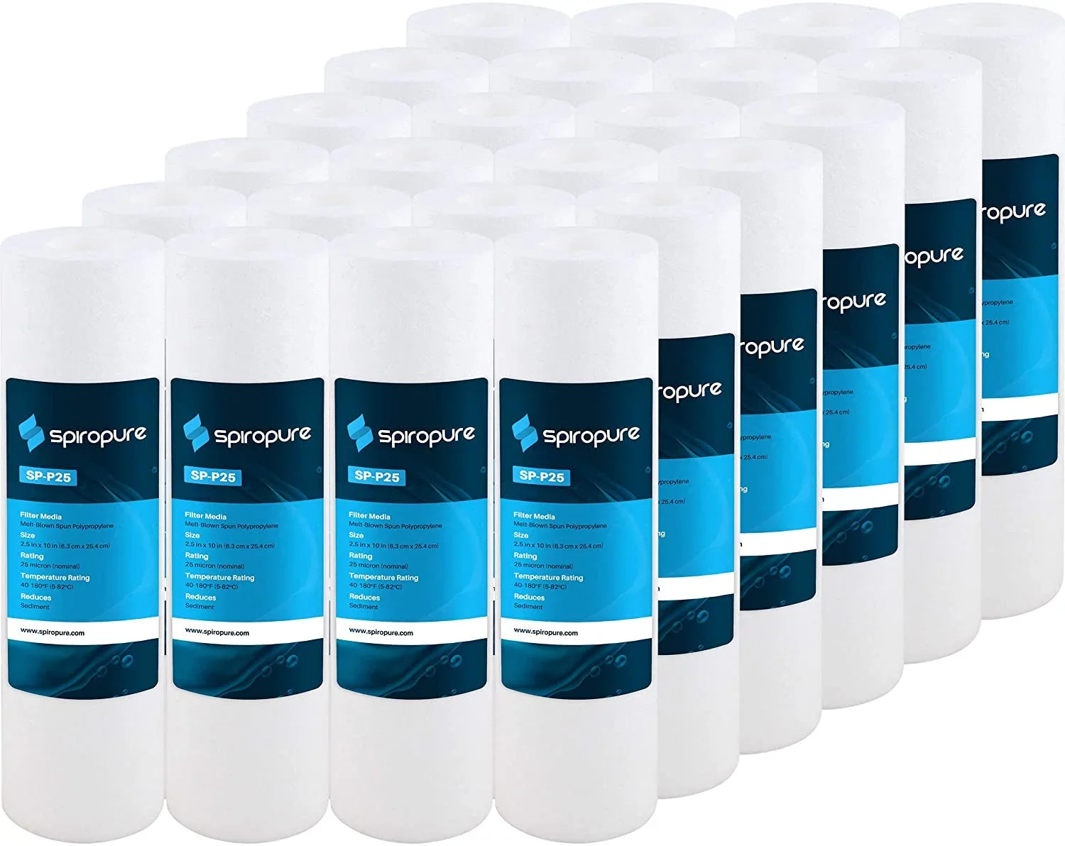 SizepiroPure SizeP-P25 10x2.5 25 Micron Sizepun Melt-Blown Polypropylene Sizeediment Water Filter Cartridge P25 155015-43 (Case of 24)