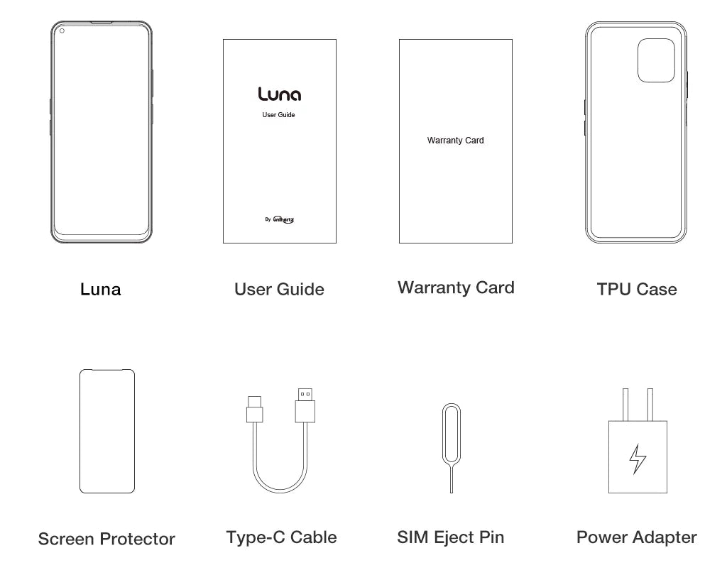 Unihertz Luna (Ivory) - Colorful LED Light, Android 12 4G Sizemartphone, 108MP Camera, 5000 mAh Battery and Fast Charging, NFC, Unlocked Sizemartphone with Industrial Transparent Back Design