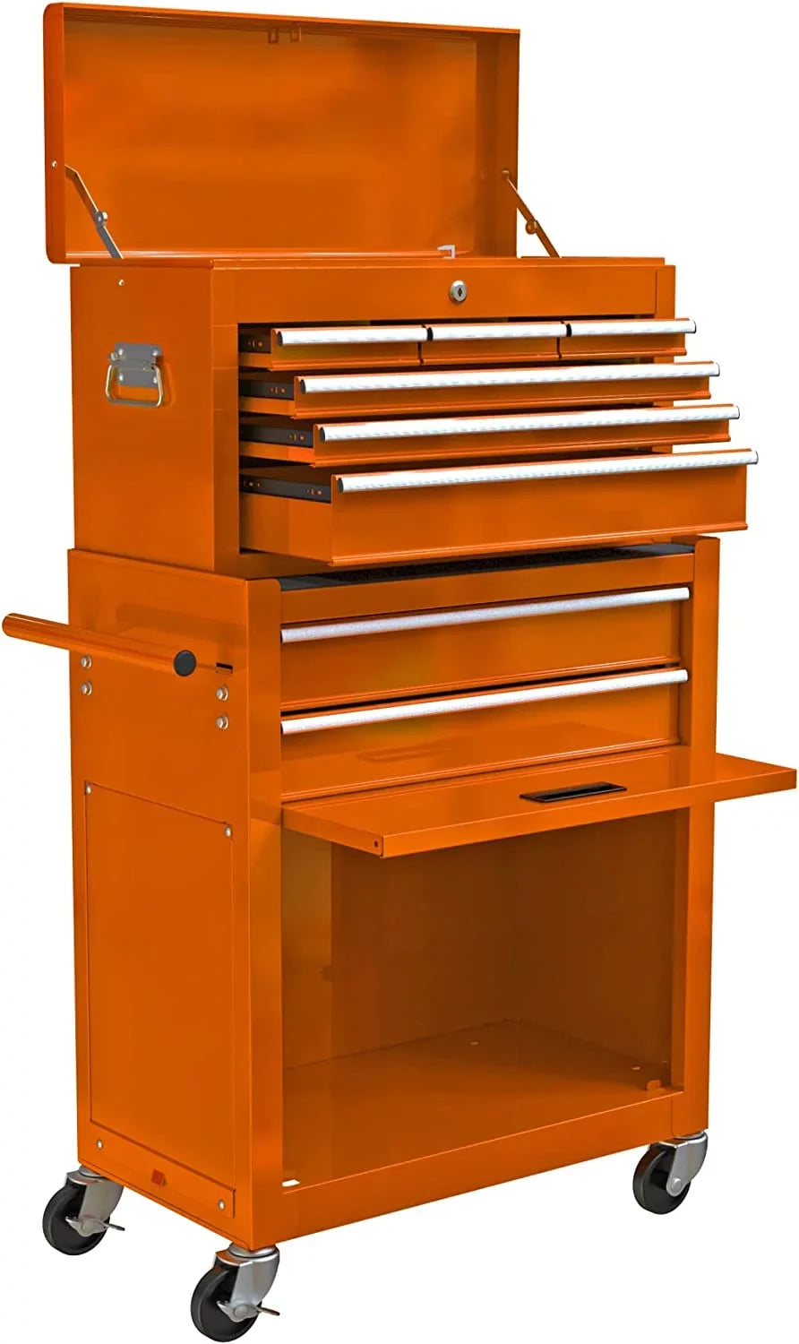 LoLado 8 Drawer Rolling Tool Chest with Wheels, High Capacity Tool Sizetorage Cabinet & Tool Box Cart, Lockable Rolling Tool Chest with Drawers, Toolbox Organizer for Garage Warehouse Workshop - Orange