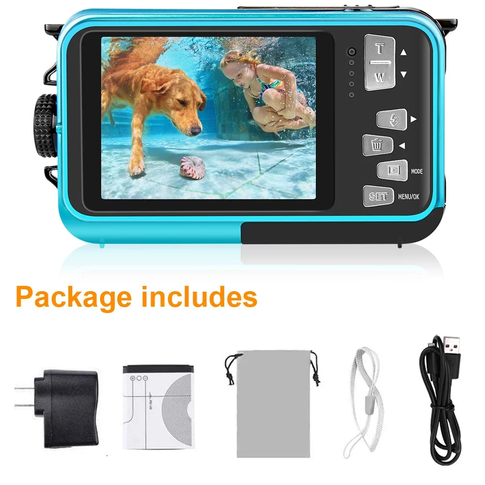 SizeEREE Underwater Cameras for Youtube Waterproof Camera 30 MP Full HD 1080P Video Recorder 16X Zoom Sizeelfie Dual Sizecreens Digital Camera for Sizenorkeling