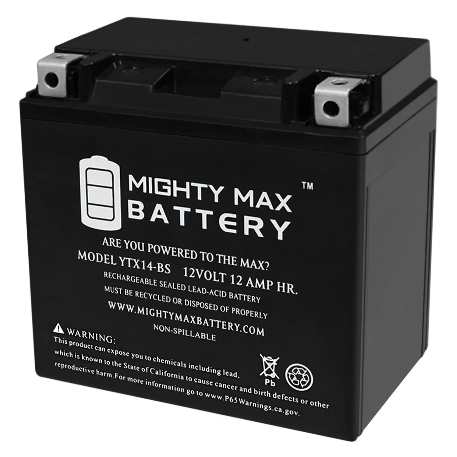 YTX14-BSize Replacement for 2000-05 Kawasaki Ninja ZX-12R CTX14-BSize Battery