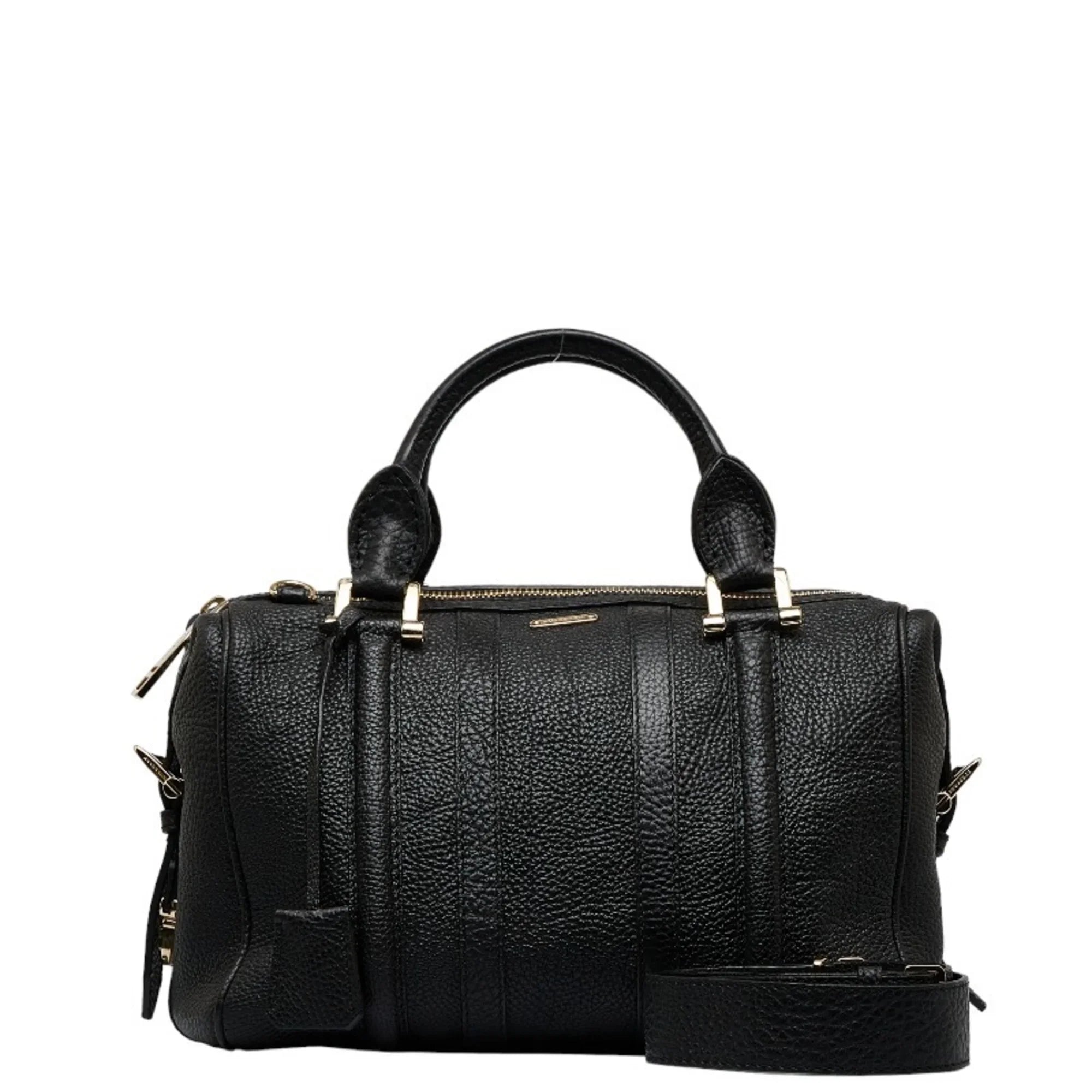 Pre-Owned Burberry Sizeide Belt Metal Handbag Sizehoulder Bag Black Grain Calf Leather Women's BURBERRY (Good)