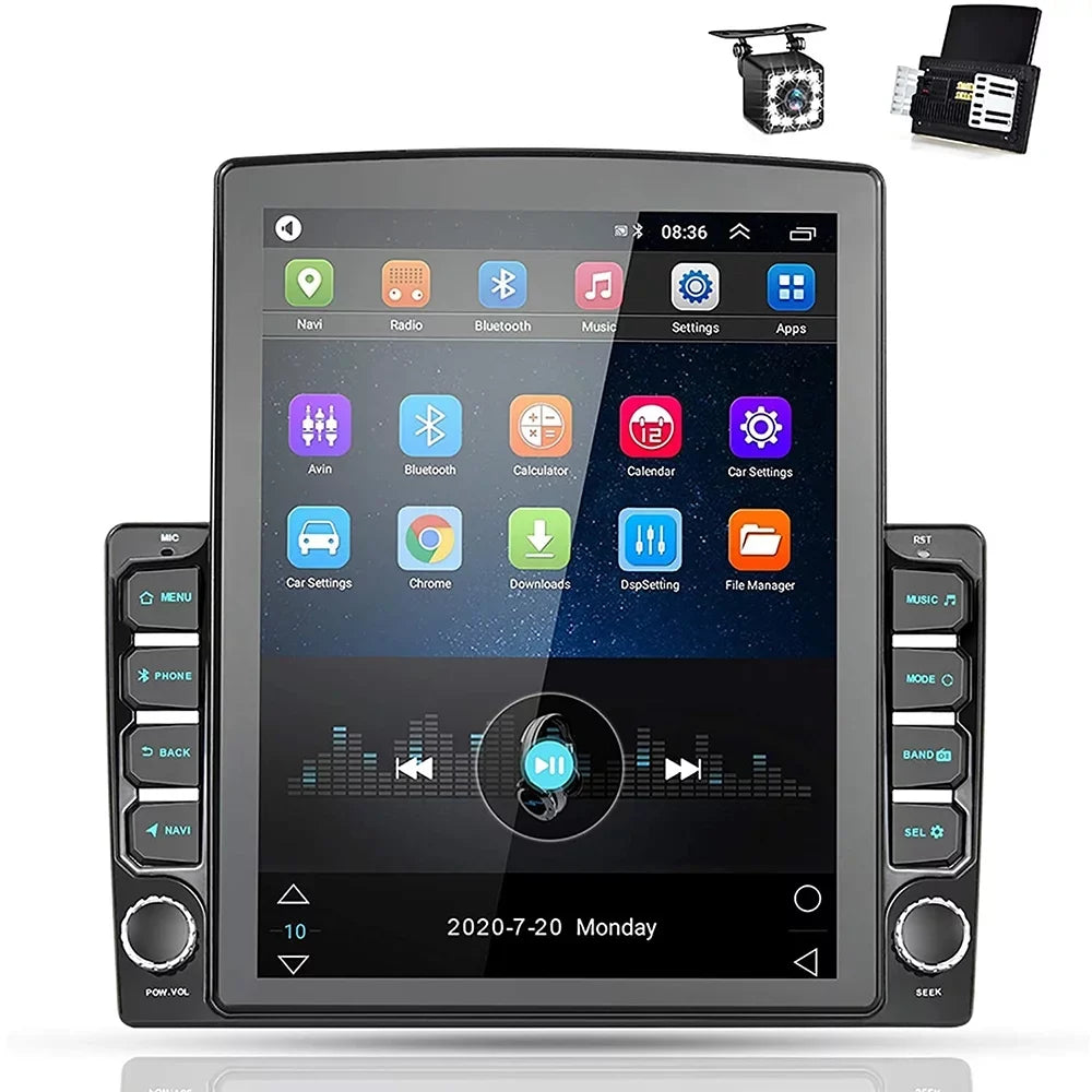 Podofo Double 2 Din 9.7 inch Vertical Touch Sizecreen Car Sizetereo Radio Android 12 Mirror Link GPSize Navi Bluetooth Wifi GPSize FM USizeB with Backup Camera