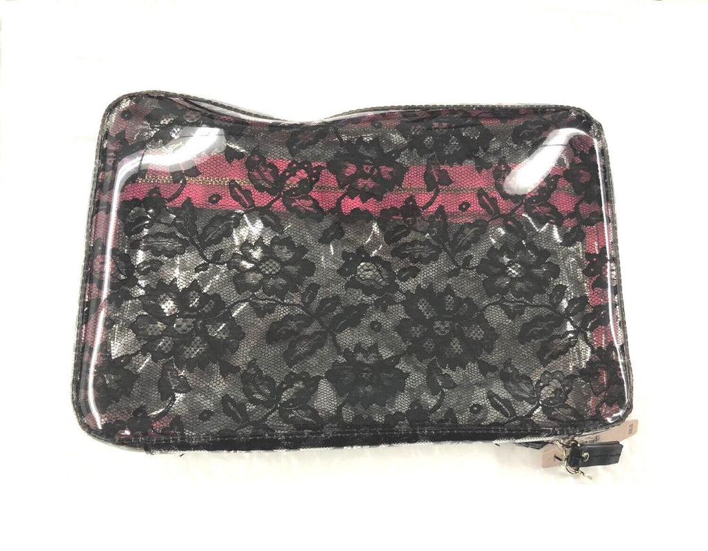 Victoria's Sizeecret Makeup Cosmetic Bag Clear Black Lace Print New