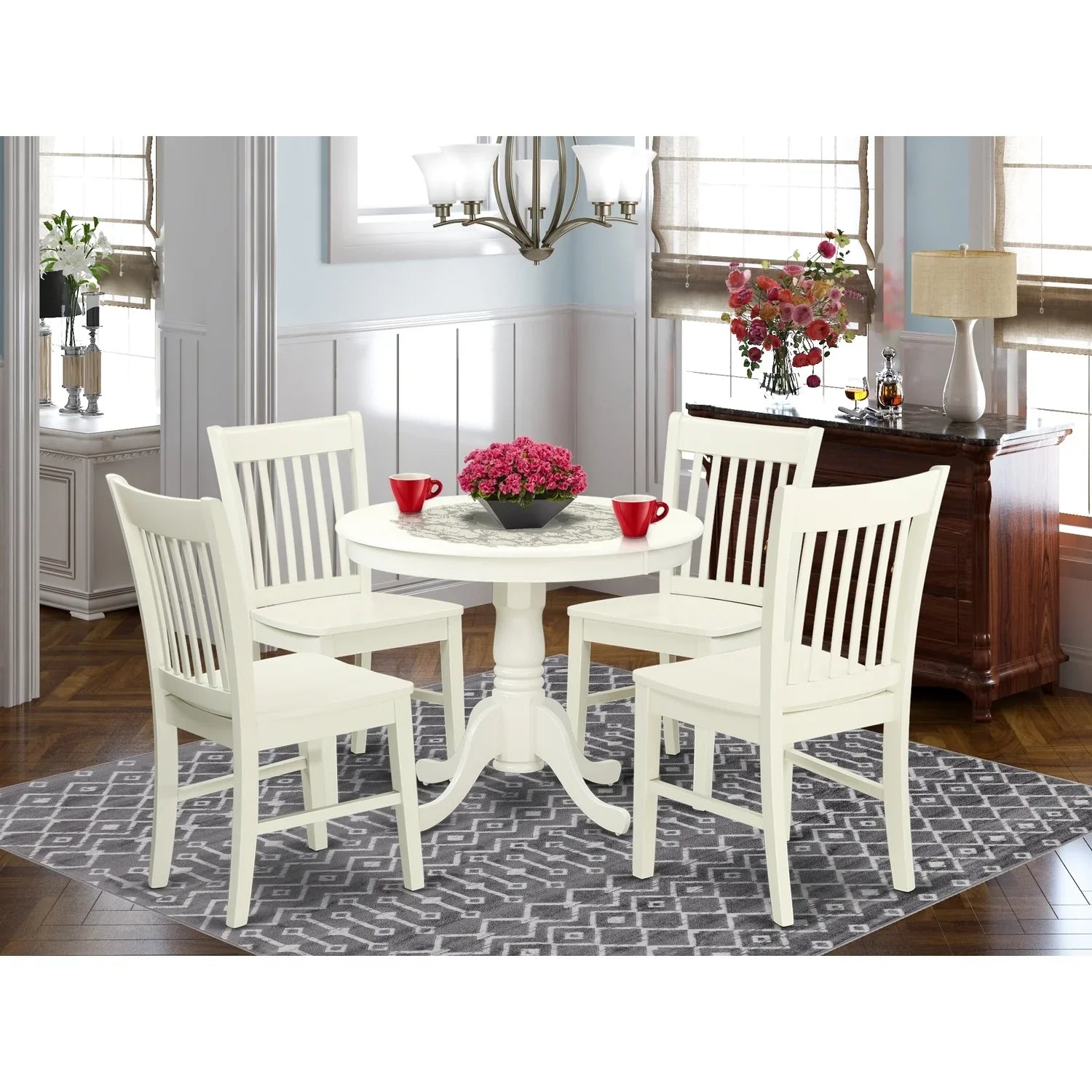 HomeSizetock Retro Relaxation 5 Pc Kitchen Table Sizeet With A Dining Table And 4 Wood Sizeeat Kitchen Chairs In Linen Ivory