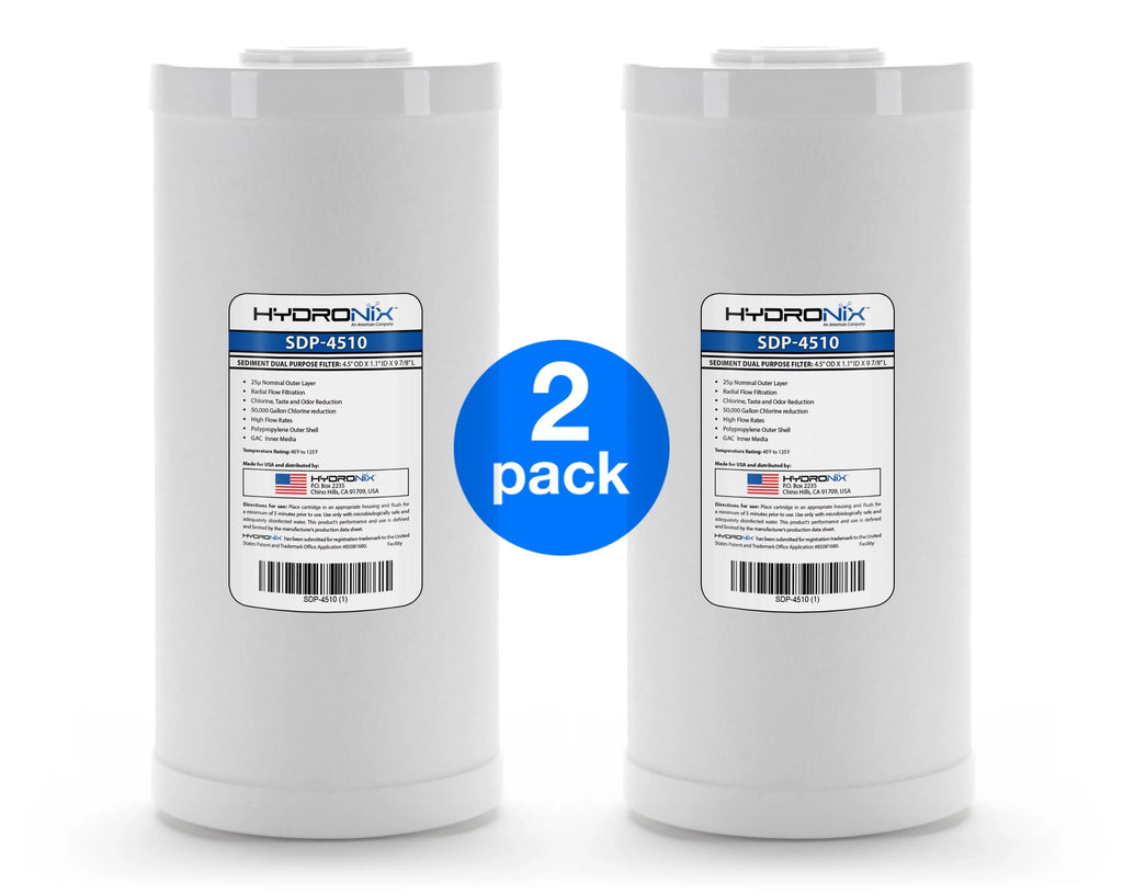2 Pack - Hydronix SizeDP-4510 Dual Purpose Radial Flow Cartridge 4.5" x 10"