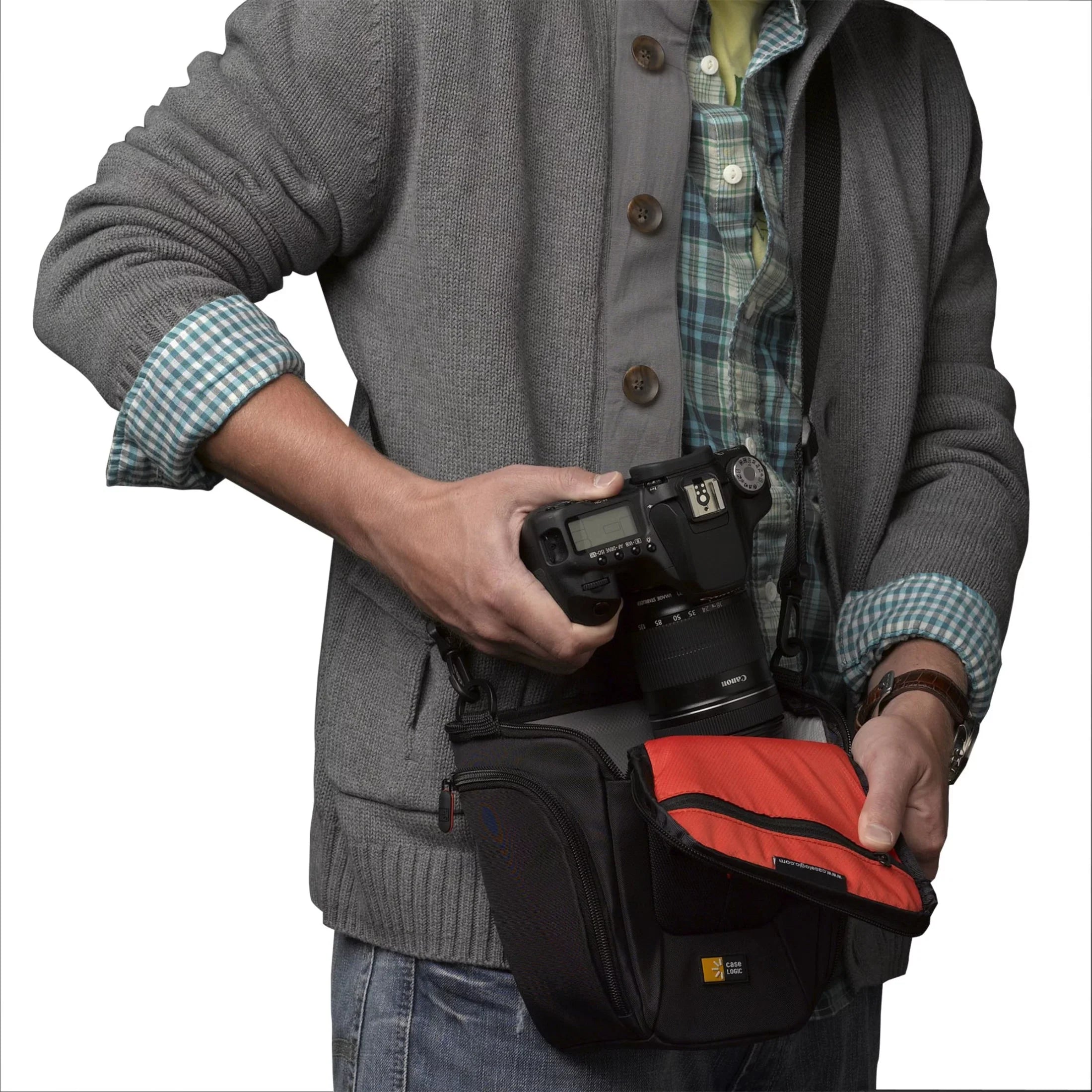 Case Logic Carrying Case (Holster) Camera, Accessories, Battery, Cable, Lens Cap, Memory Card, Cloth - Black
