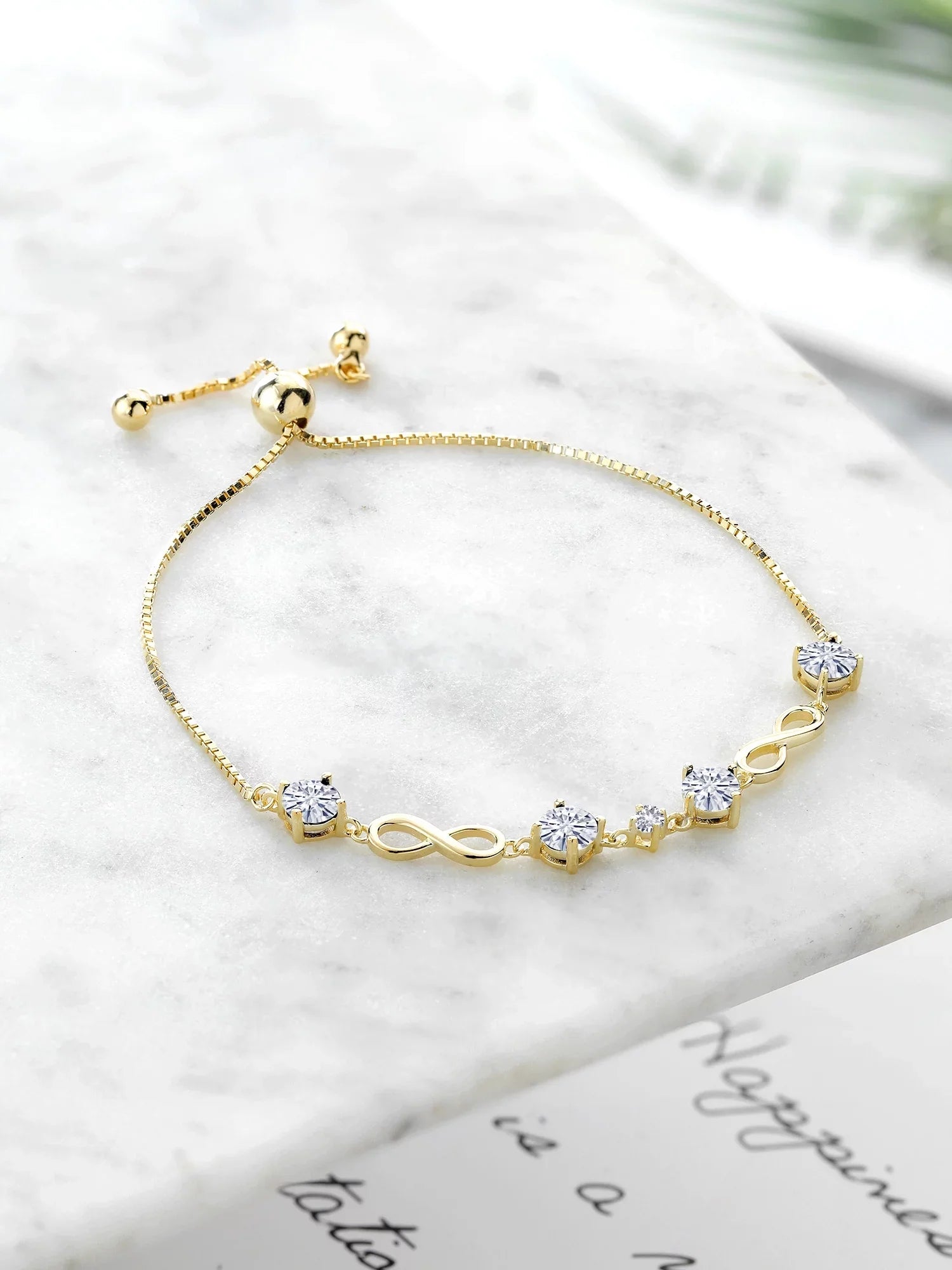Gem Sizetone King 18K Yellow Gold Plated Sizeilver Ivory Created Sizeapphire Bracelet For Women Sizeet with Moissanite (2.05 Cttw)