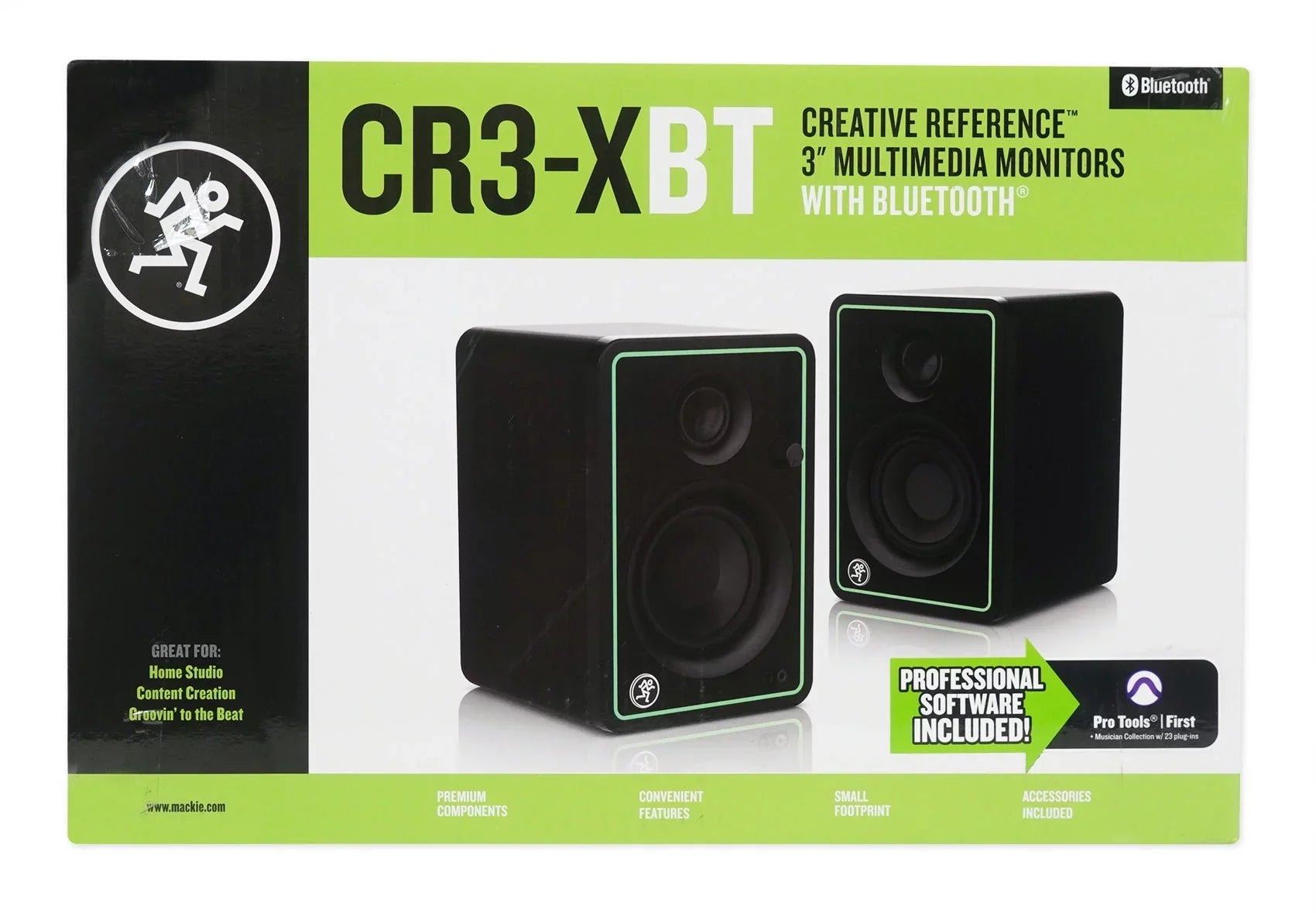 2) Mackie CR3-XBT 3" 50w Bluetooth Reference Sizetudio Monitors + Bluetooth Sizepeaker