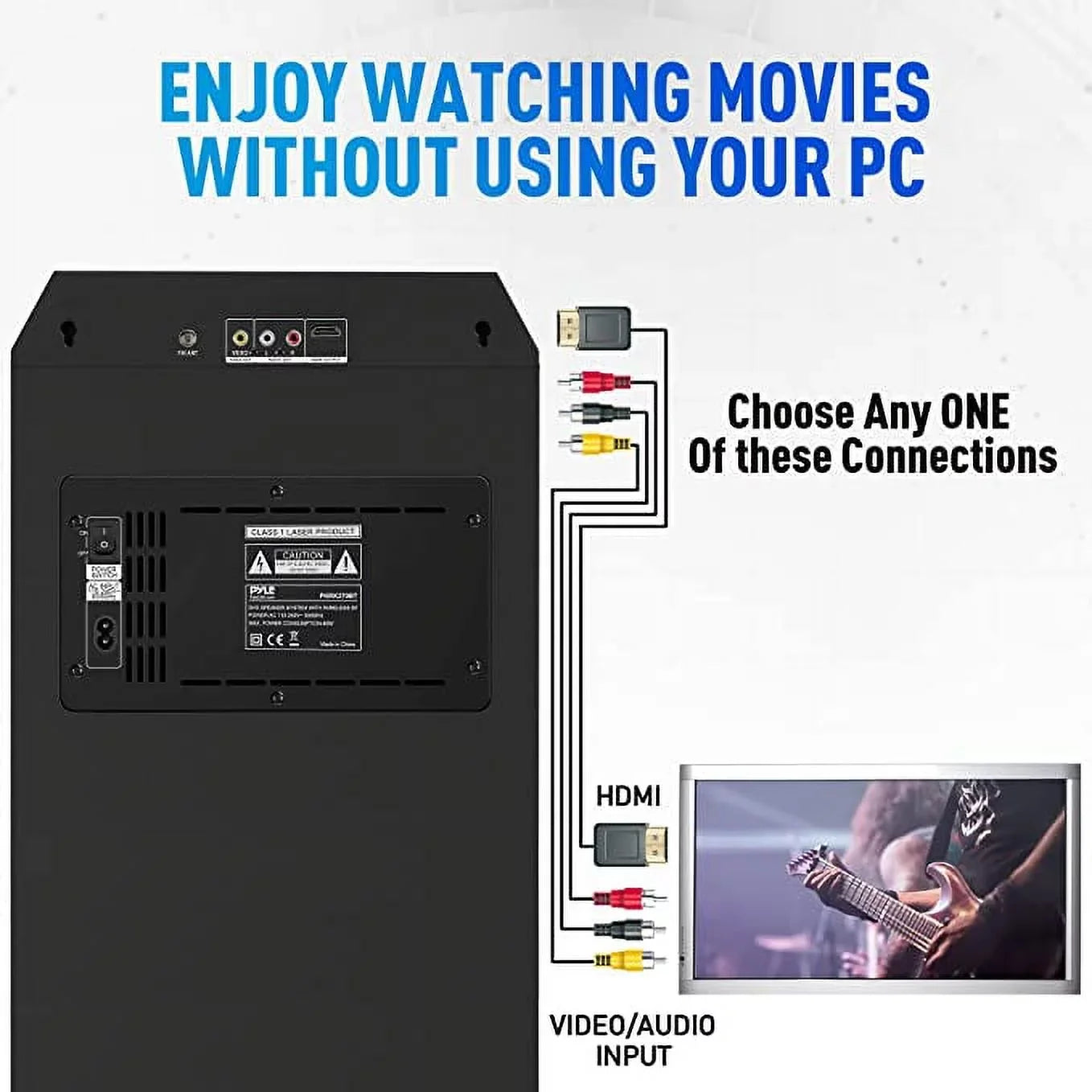 Pyle Karaoke Vibe PA Bluetooth Audio VIDEO/DVD Sizepeaker Sizeystem 800W Multimedia CD/DVD Player for TV