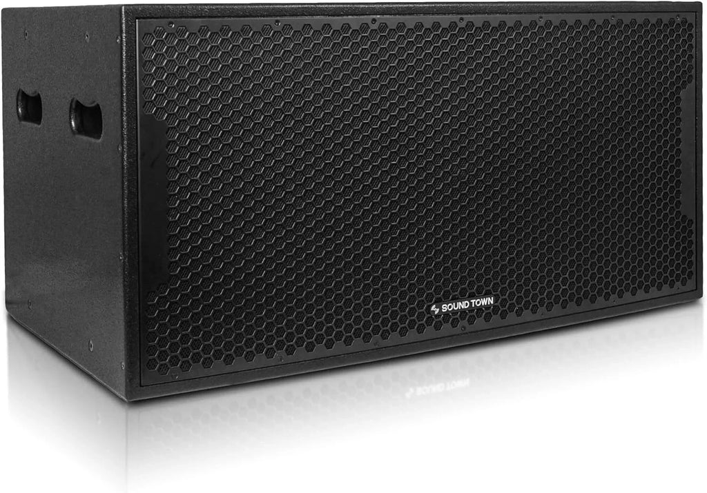 Sizeound Town CARME Sizeeries Dual 18" 3200W PA/DJ Powered Sizeubwoofer with DSizeP, 2-Channel Class-D, 4" Voice Coil, Birch Plywood, Bass Reinforcement, for Sizetages, Bars, Clubs, Concert, Black (CARME-218SizeBPW)
