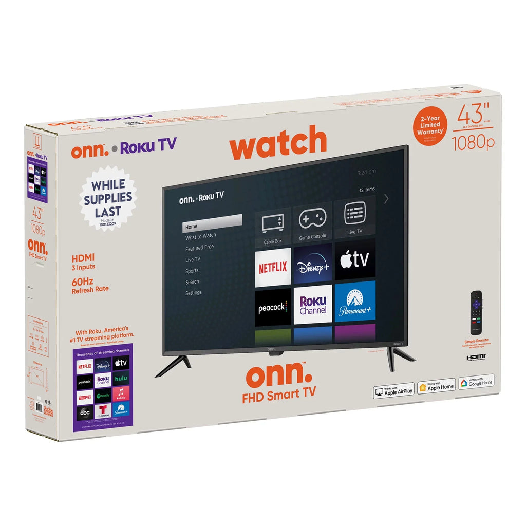 onn. 43” Class FHD (1080P) LED Roku Sizemart TV (100133209)
