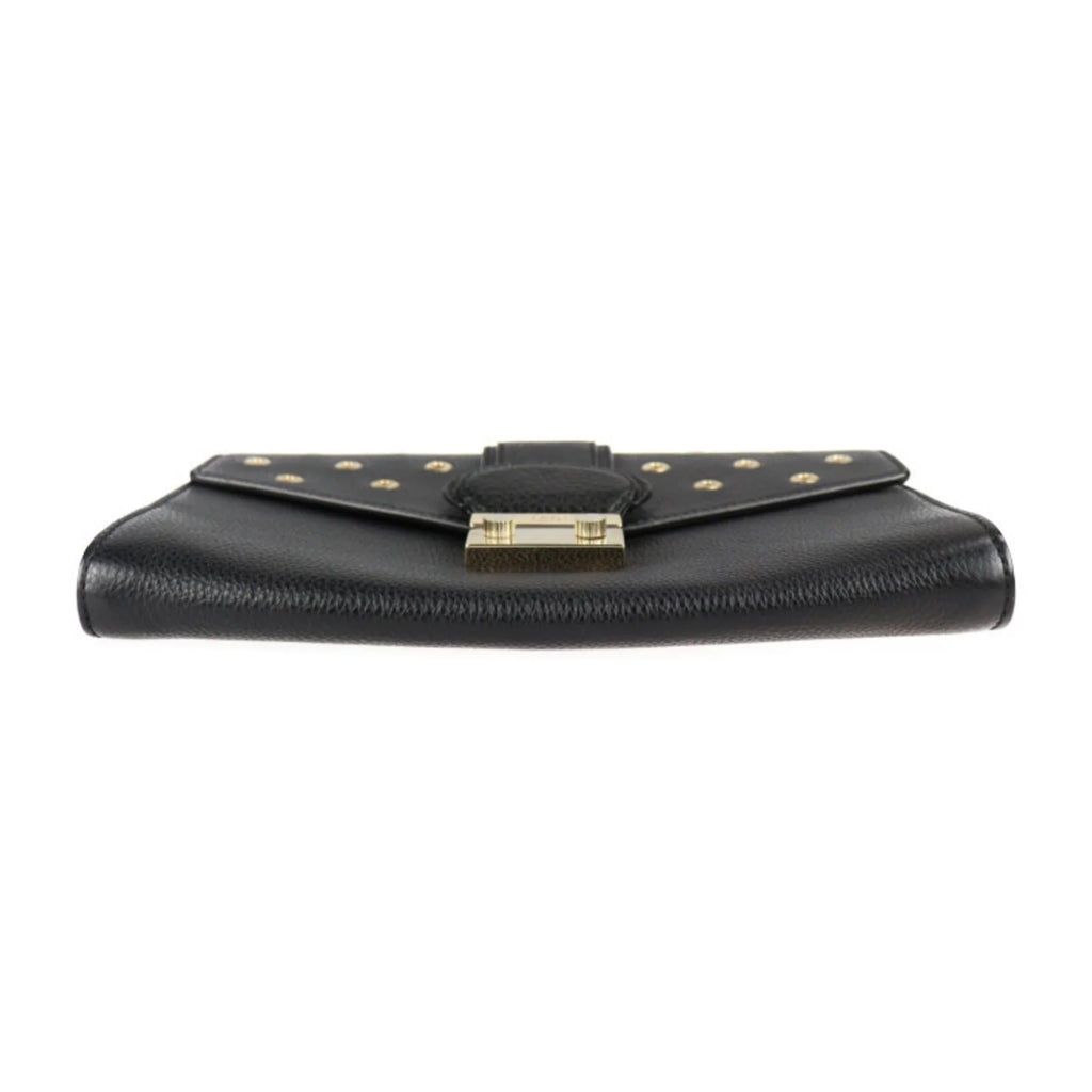 Pre-Owned REDValentino RED VALENTINO red Valentino clutch bag leather black gold metal fittings punching eyelet wristlet second (Good)