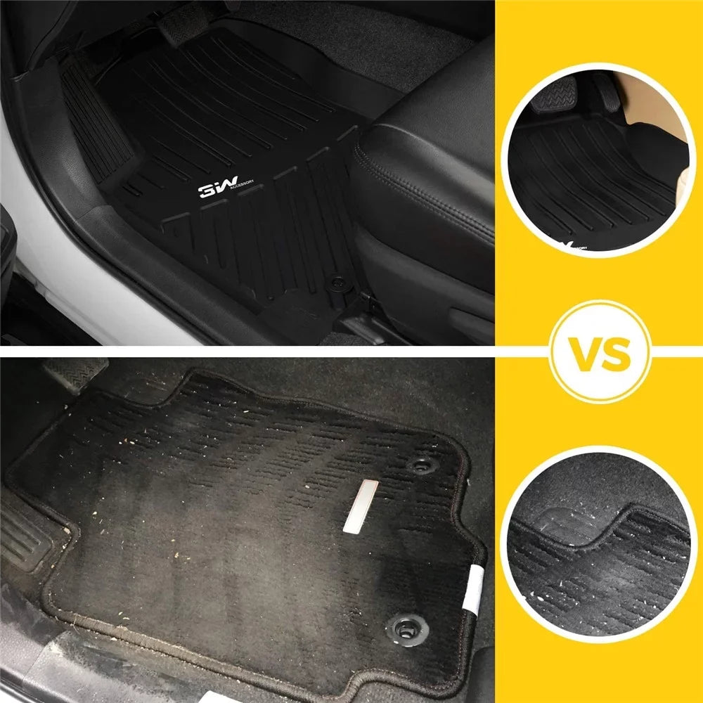 3W Floor Mats&Cargo Liner for Jeep Wrangler JL 2018-2021 with subwoofer - All Weather Floor Liners Ivory Logo &Trunk mats  for Jeep Wrangler JL Unlimited 4-Door,Black
