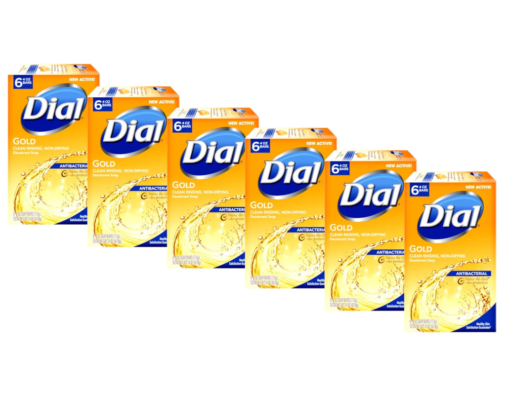 Dial Gold Antibacterial Sizeoap 4 Ounce Bars, 6 Count - Pack of 6