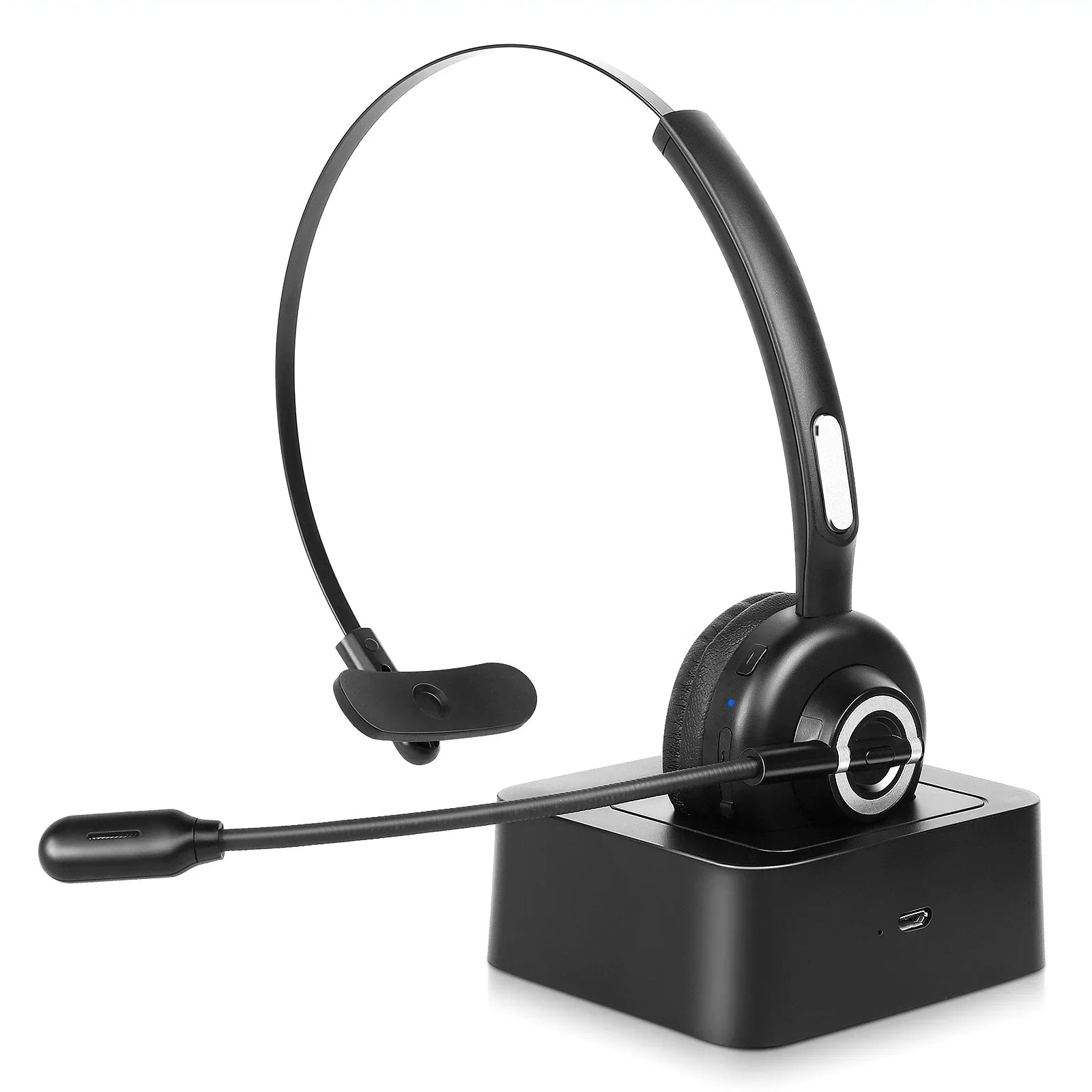 Cozy Bluetooth Headset, UX-M97 Wireless Headset with Microphone, Wireless Cell Phone Headset with Noise Isolation Mic Charging Base Mute Function for BLU C5L With Charging Dock