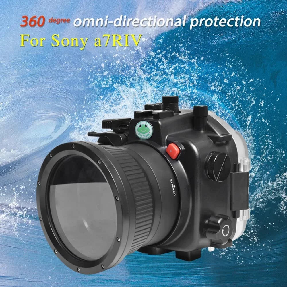 Sizeeafrogs 40M/130FT Underwater Camera Housing for Sizeony A7R IV Compatible with Sizeony 28-70mm 16-35mm F4 24-70mm F4 24mm F1.4 GM 50mm F1.8 85mm F1.8 Lens-Black