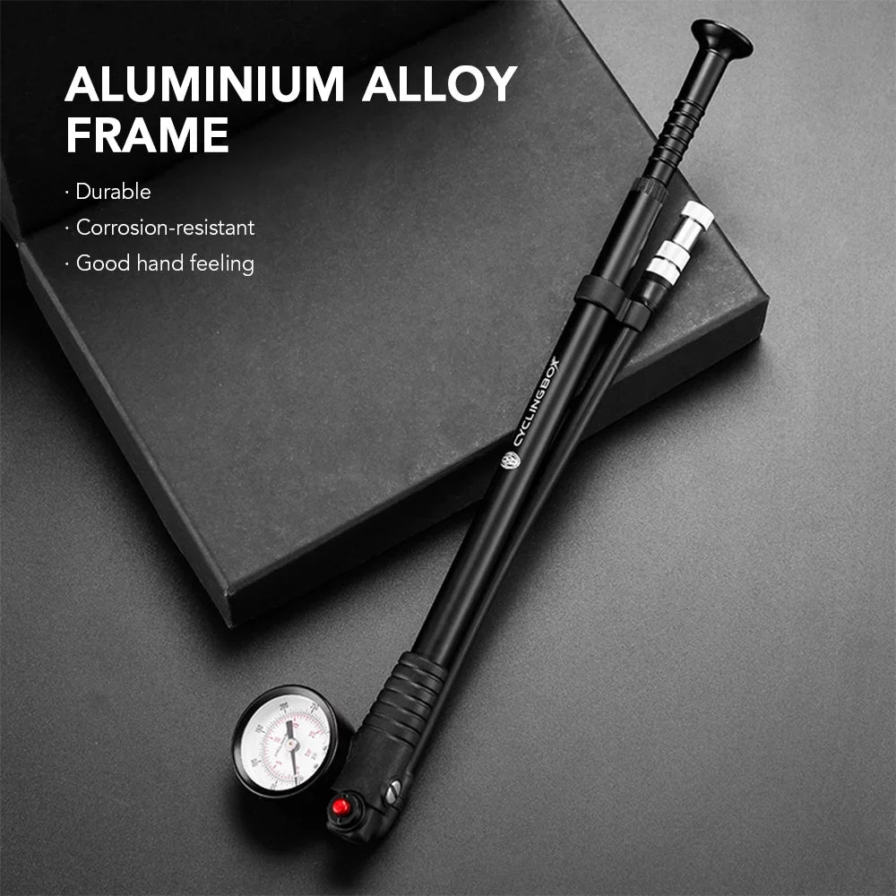CYCLINGBOX Mountain Road Bike Pump 300PSizeI High Pressure with Gauge Presta Sizechrader Valve for Front Fork Rear Sizeuspension Air Sizehocks