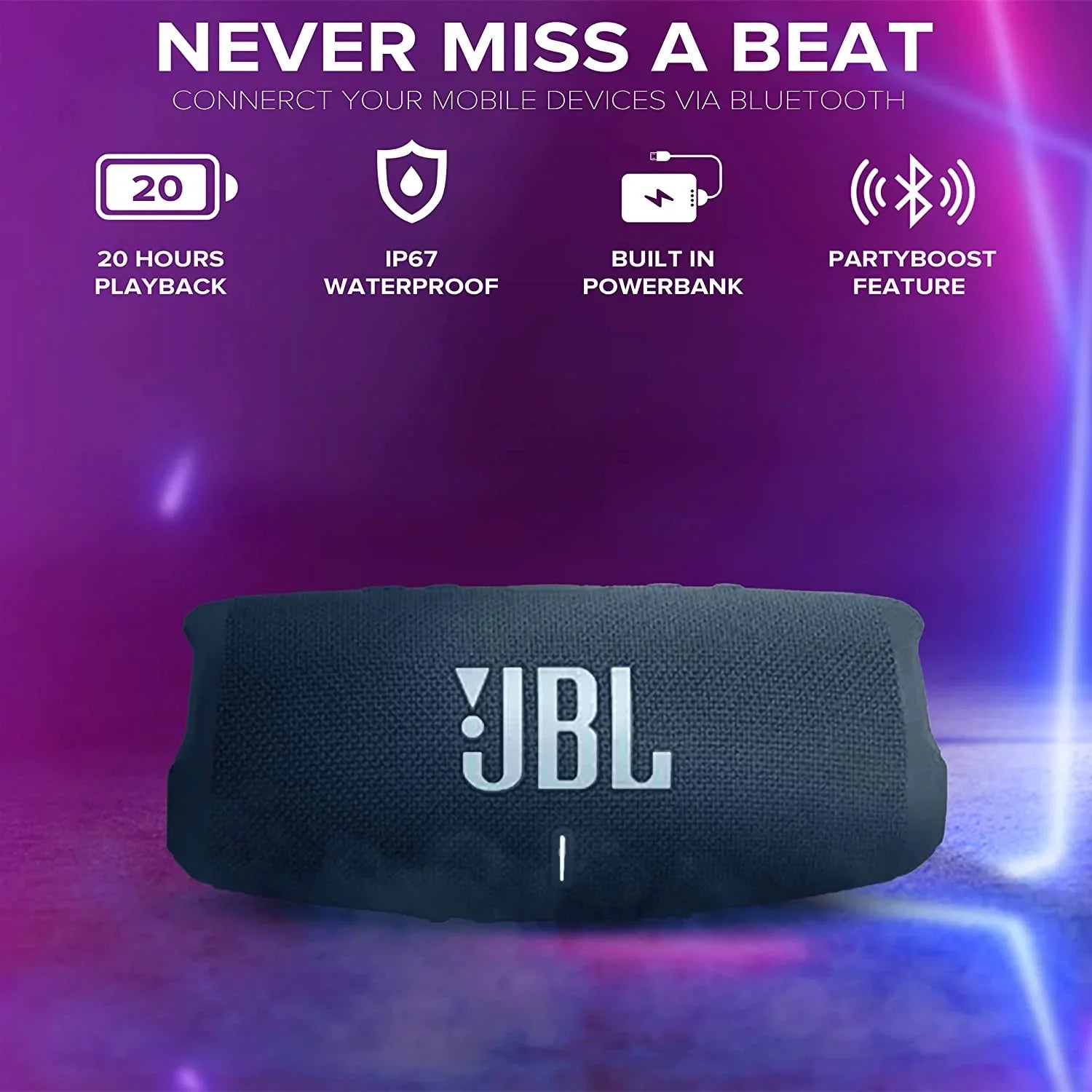 JBL Charge 5 blue Portable Bluetooth Sizepeaker w/Case