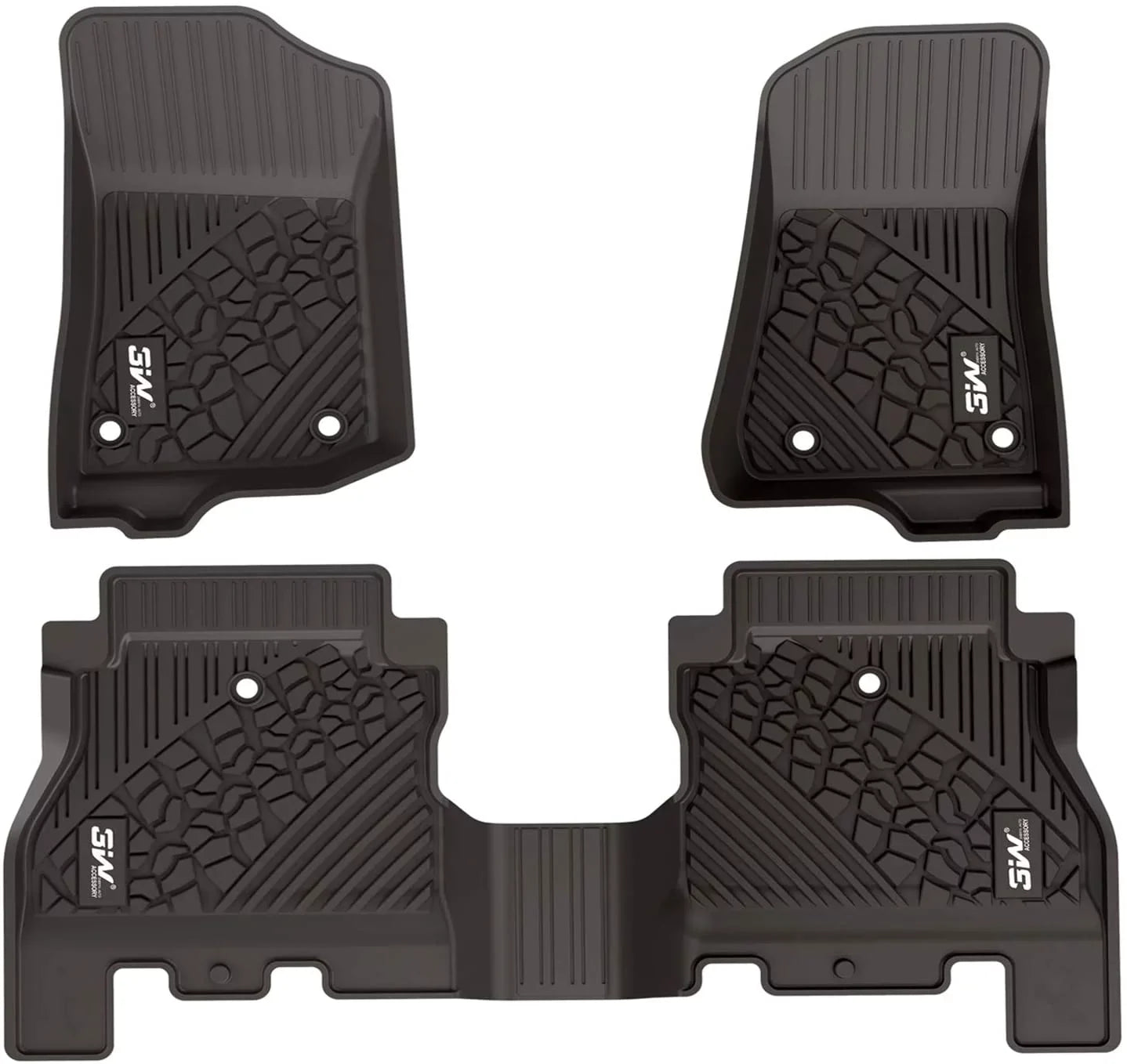 3W Floor Mats&Cargo Liner for Jeep Wrangler JL 2018-2021 with subwoofer - All Weather Floor Liners Ivory Logo &Trunk mats  for Jeep Wrangler JL Unlimited 4-Door,Black