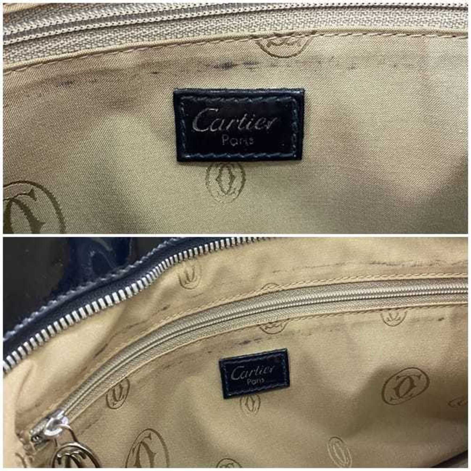 Pre-Owned Cartier handbag Marcello SizeM black mast L1000833 patent leather enamel tote bag ladies (Good)