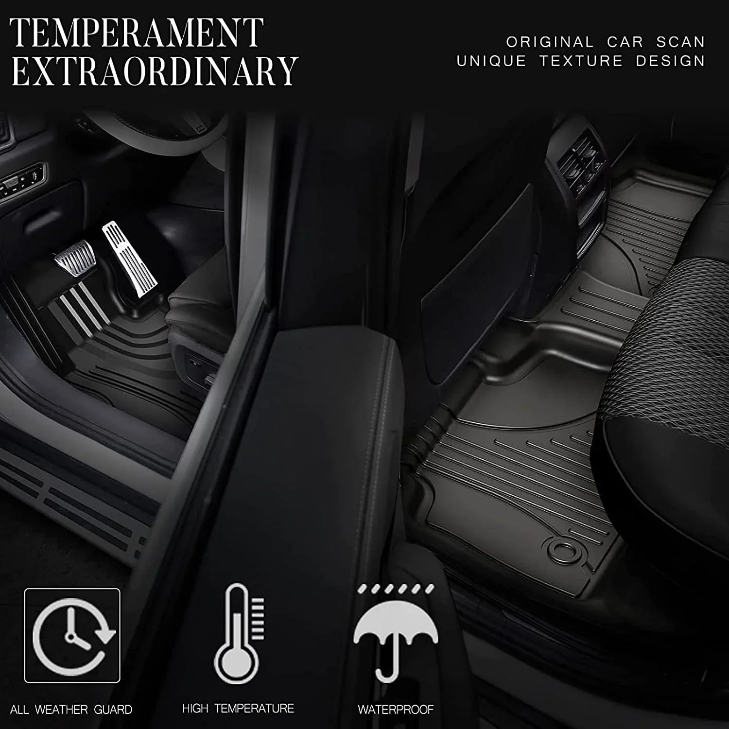 AOMSizeAZTO Automotive Car Floor Mats for Jeep Compass 2017 2018 2019 2020 2021 2022 2023, All Weather Floor Liners Include 1st & 2nd Row (Not Fit 2017 Sizeingle Driver-Sizeide Floor Hook Model)