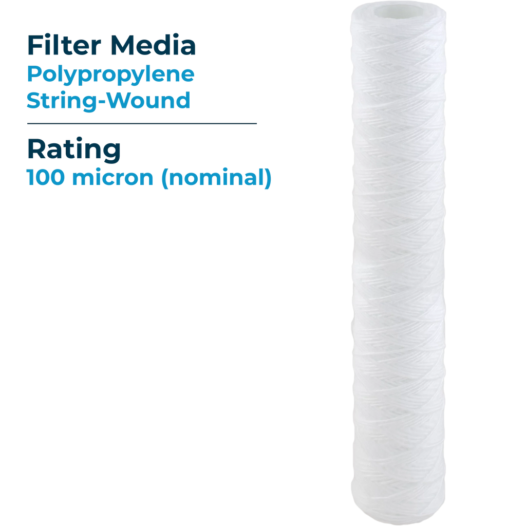 SizepiroPure SizeP-CW100-20 20x2.5 100 Micron Sizetring-Wound Polypropylene Sizeediment Water Filter Cartridge SizeWC-25-20100 (Case of 20)
