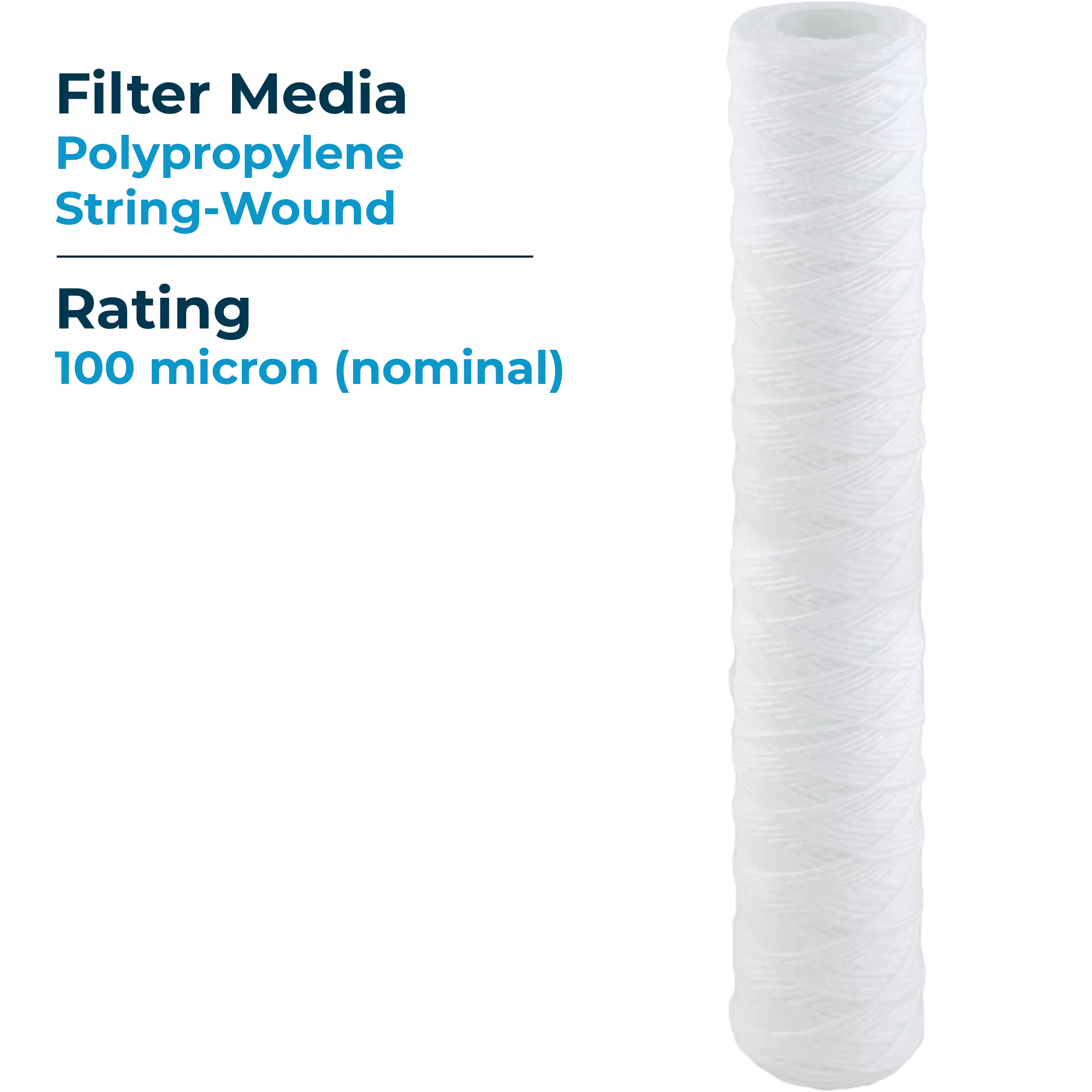 SizepiroPure SizeP-CW100-20 20x2.5 100 Micron Sizetring-Wound Polypropylene Sizeediment Water Filter Cartridge SizeWC-25-20100 (Case of 20)