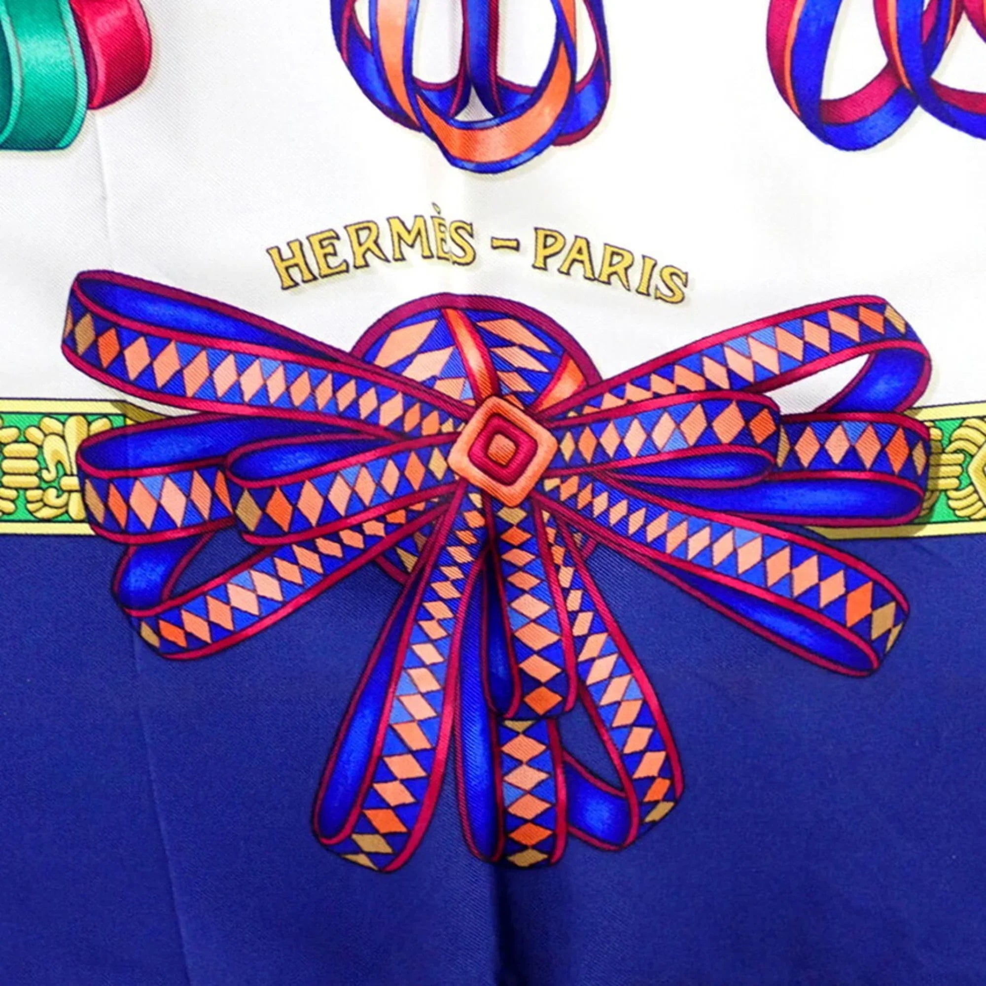 Pre-Owned HERMESize Sizeilk LESizeRUBANSizeDUCHEVAL Horse Ribbon Sizecarf Muffler (Good)