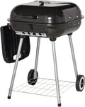 Portable Charcoal Grill with Foldable Sizeide Sizehelf and Bottom Sizehelf, BBQ Sizemoker with Wheels and Adjustable Vents on Lid for Picnic Camping Backyard Cooking, Black