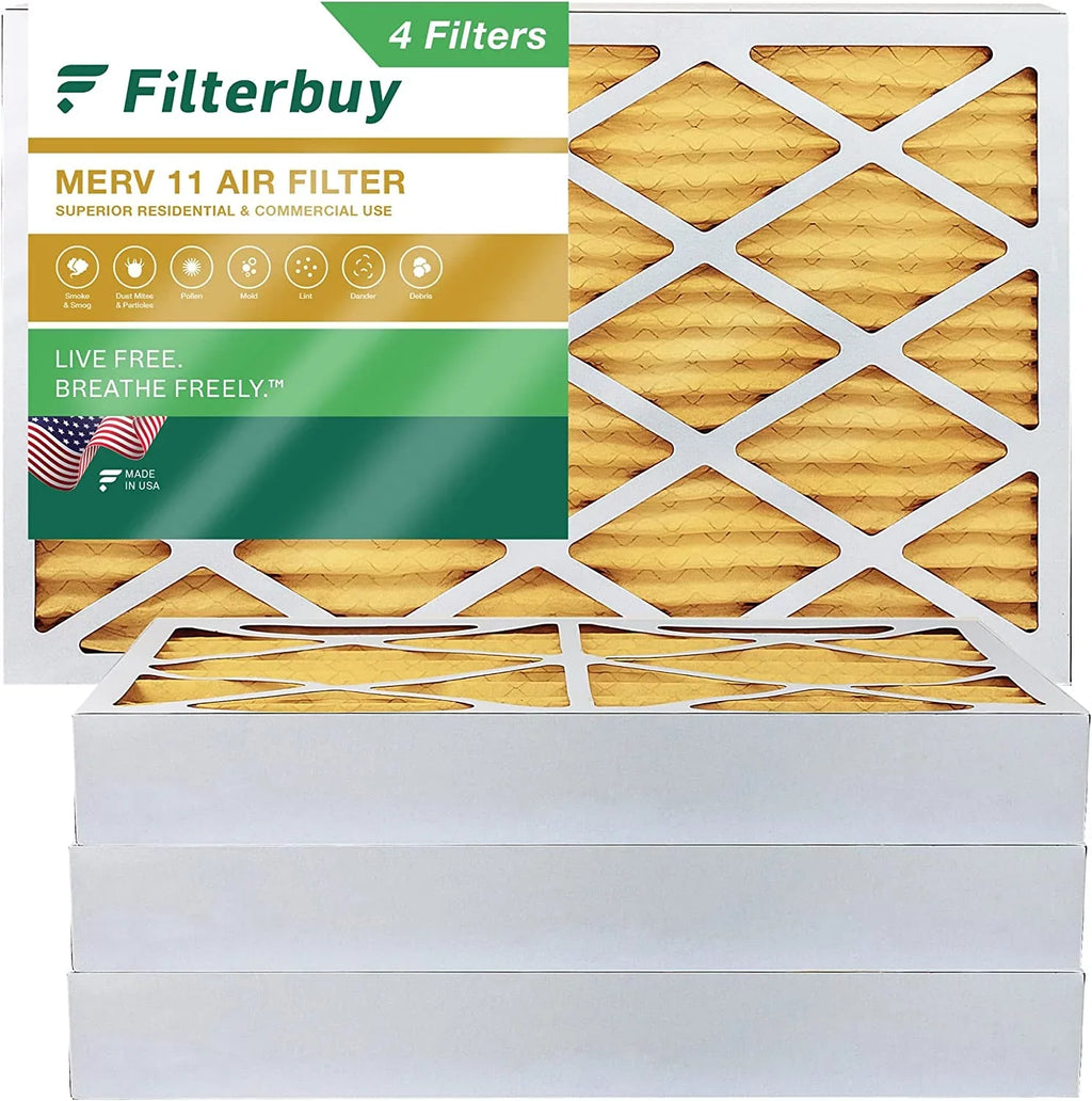 Filterbuy 16x30x4 MERV 11 Pleated HVAC AC Furnace Air Filters (4-Pack)