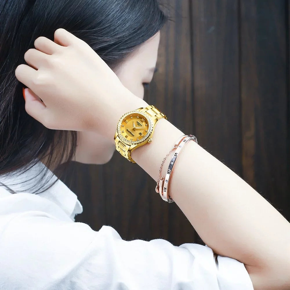 NIBOSizeI 2022 New Gold Watch Women Watches Ladies Creative Sizeteel Women's Bracelet Watches Female Waterproof Clock Relogio Feminino