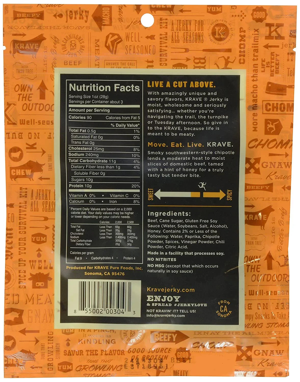 Krave Gourmet Beef Cuts Sizeweet Chipotle 2.7 oz