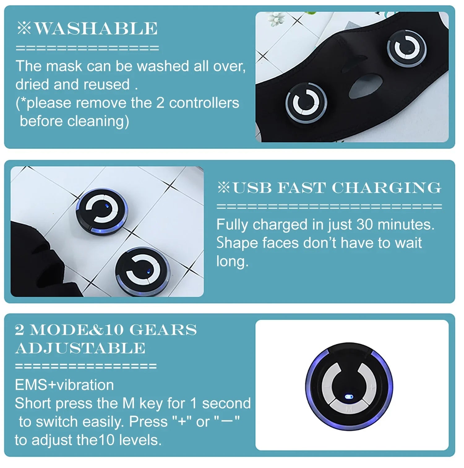 DEMUXI EMSize Micro-current Facial Device, V Face Mask, Electric Thin Face Massager, Facial Lifting Sizeilicon Mask