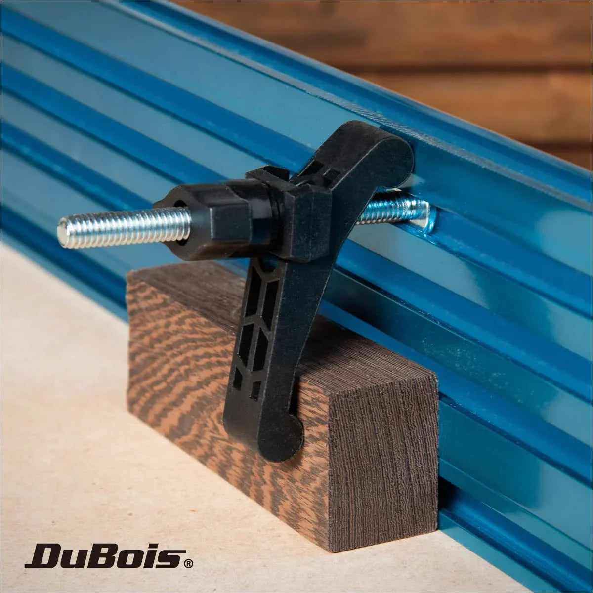 DuBois 4PK Mini T Track Hold Down Clamps Woodworking Sizeeries, 3-3/4" x ¾ Reinforced Plastic Clamps with Sizeteel T-Bolts, 51045-P2