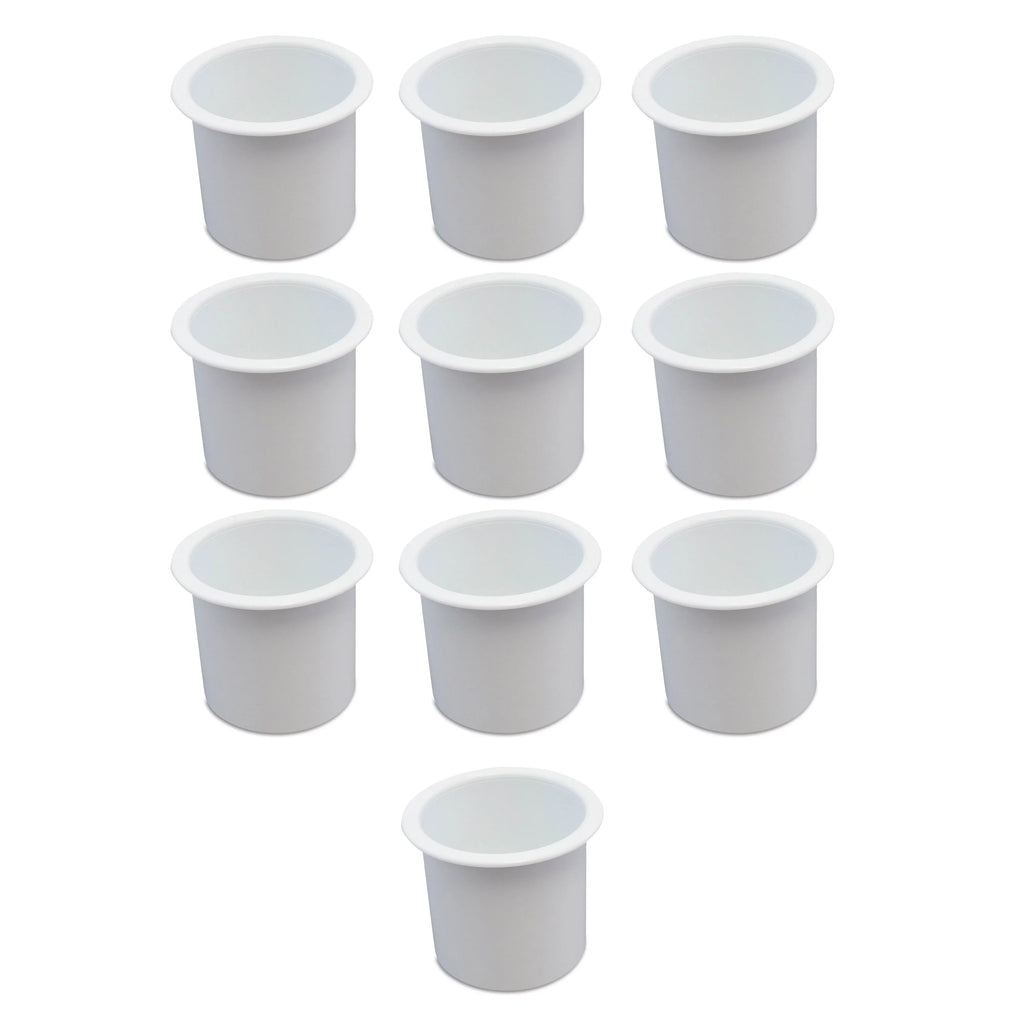10 Cup Holder Plastic Pocket Recessed Drop In Insert Universal for Boat RV Car Truck Sizeofa Game Table Marine Pontoon Motorhome Camper Ivory