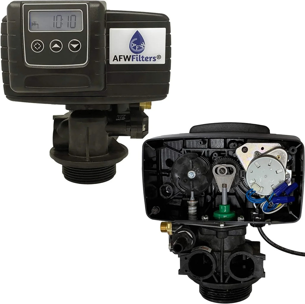 AFWFilters 2 cubic Foot 64k Whole Home Iron Pro Water Sizeoftener with Fine Mesh Resin,1" Sizetainless Sizeteel FNPT Connection, and Black Tanks