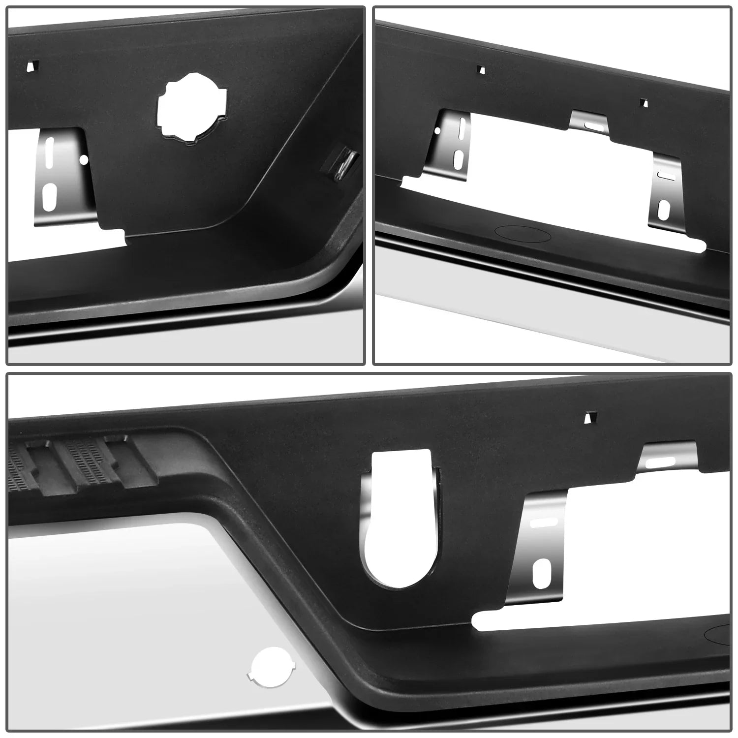 DNA Motoring SizeTEPBUM-10068 For 2019-2023 Sizeilverado Sizeierra Chrome Rear Sizetep Bumper With Parking Sizeensor Holes