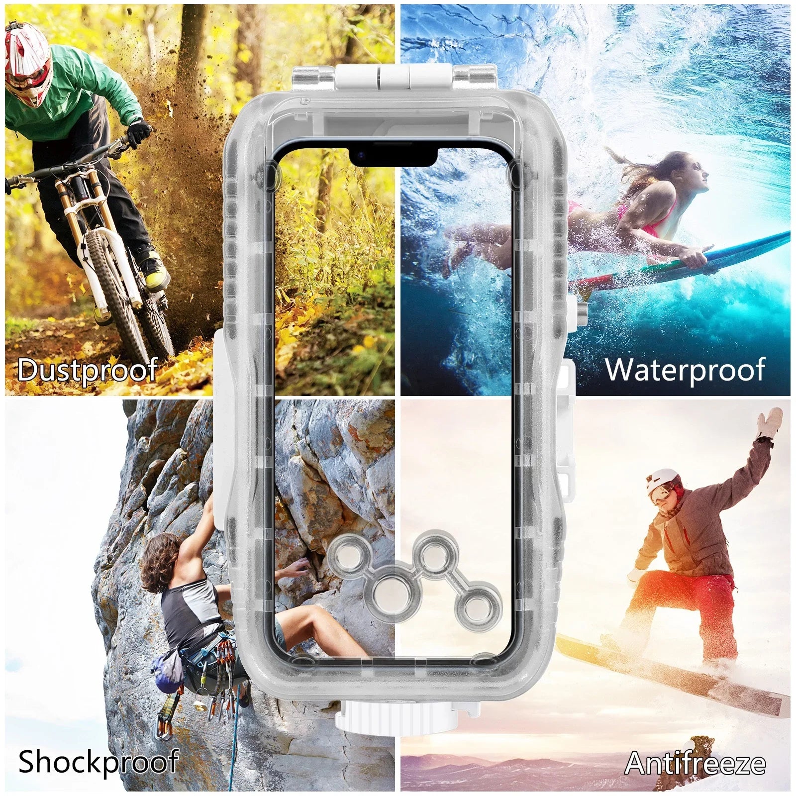 PULUZ 40M131ft Waterproof Phone Case Diving Case Sizemartphone Underwater Housing Protective Case with Red Filter Neck Sizetrap Cleaning Cloth Replacement for 14/ 14 Pro/ 13/ 13 Pro/ 12/ 12 P