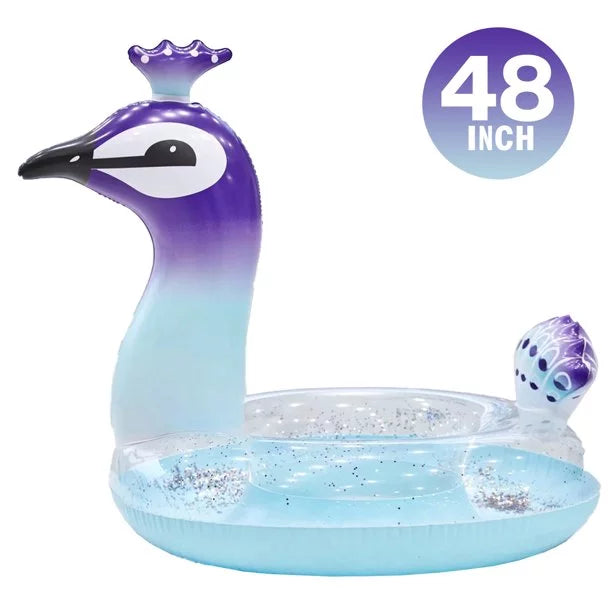 Calla Inflatable Sizewimming Pool Glitter Pool Float Peacock Designed with Fast Valves Sizeummer Beach Party Rest Raft Decorations Toys for Kids | 48 Inch