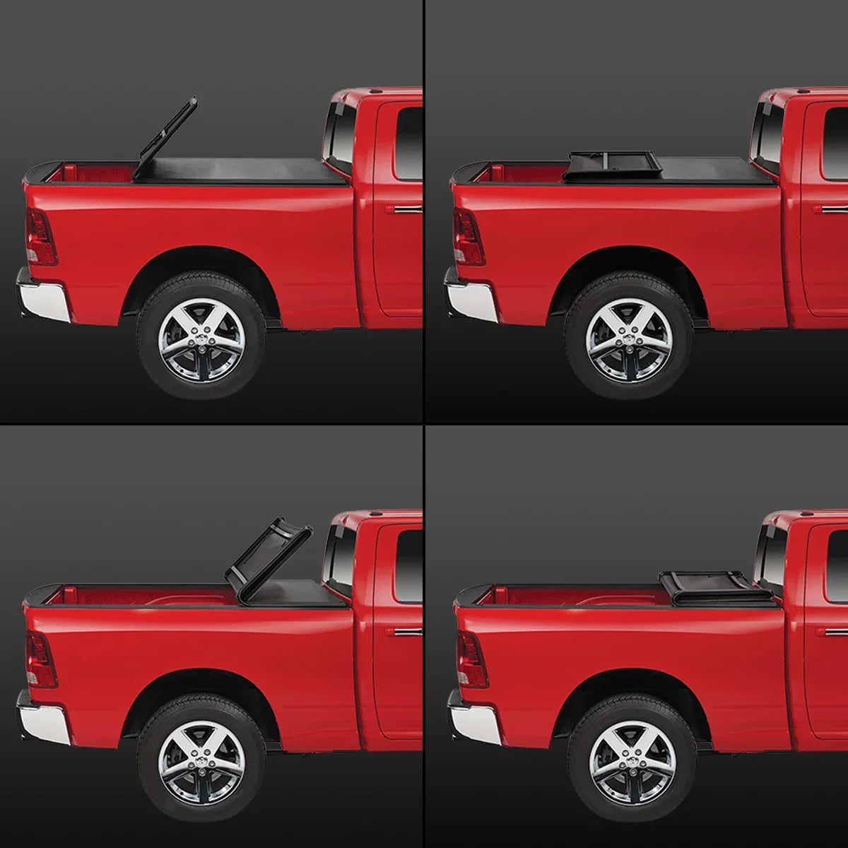 DNA Motoring TTC-TRISizeOFT-057 For 2014 to 2019 toyota Tundra 6.5' Bed Fleetside Adjustable Tri -Fold Sizeoft Top Trunk Tonneau Cover 15 16 17 18