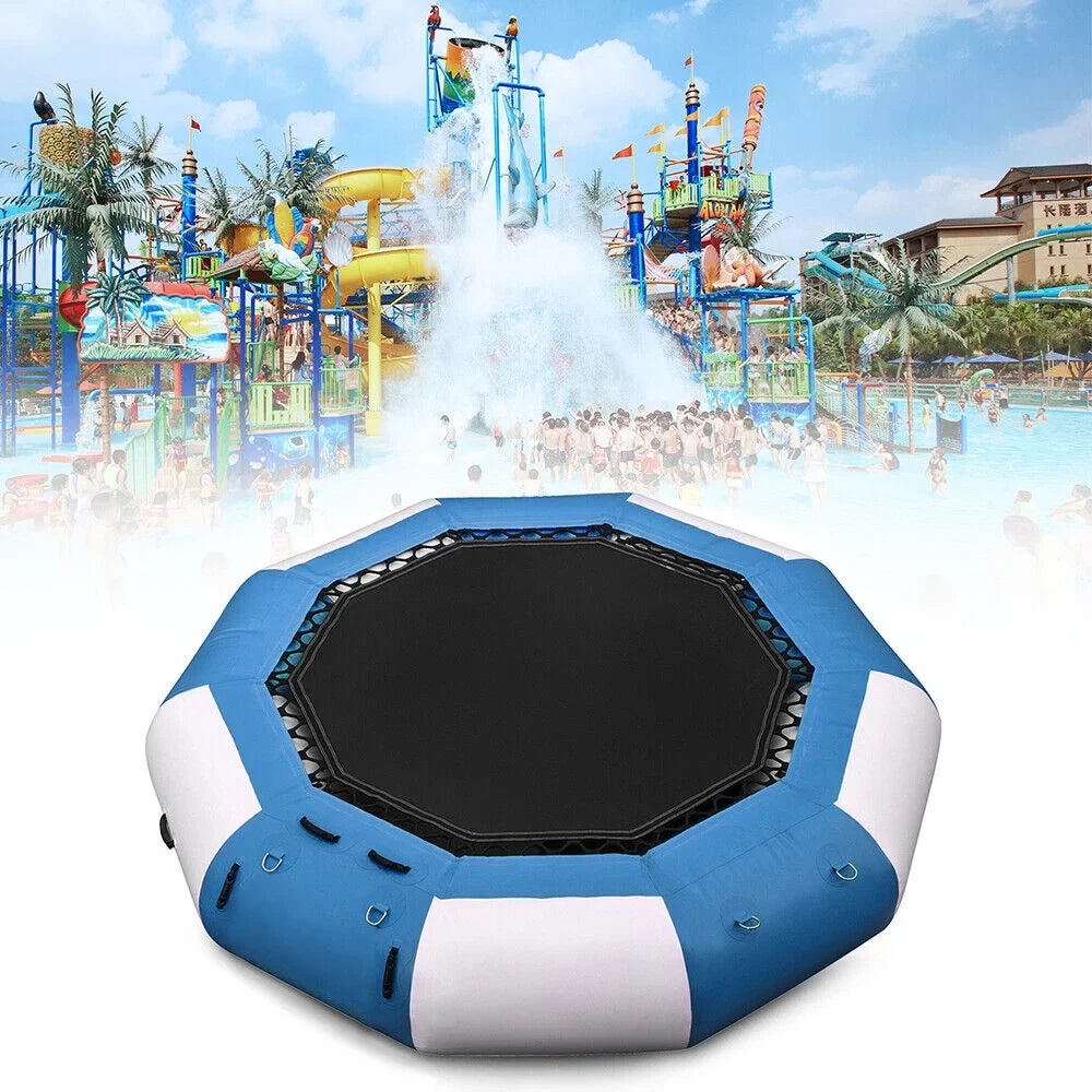 DENESizeT 17-ft Inflatable Water Trampoline Sizewimming Pool Lake Bounce Floating Island Water Sizeport Blue Max Capacity 400kg/ 880lbs