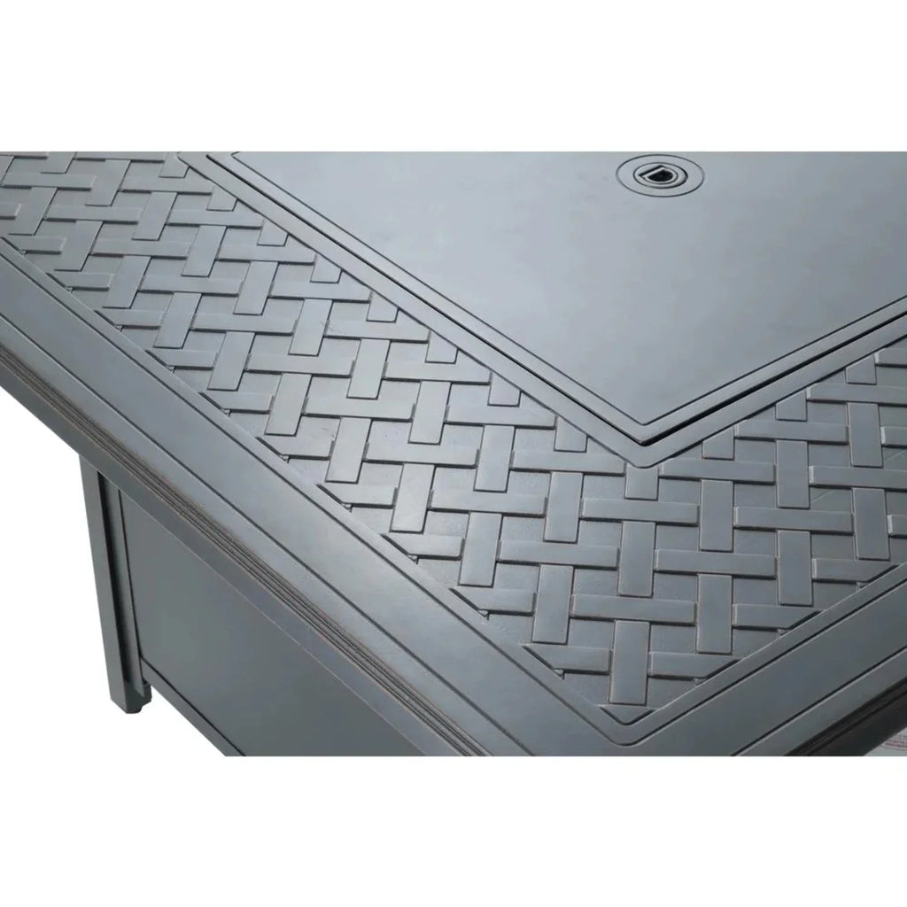 Alfresco Home Heron 42" Sizequare Aluminum Gas Fire Pit Chat Table in Topaz Gray