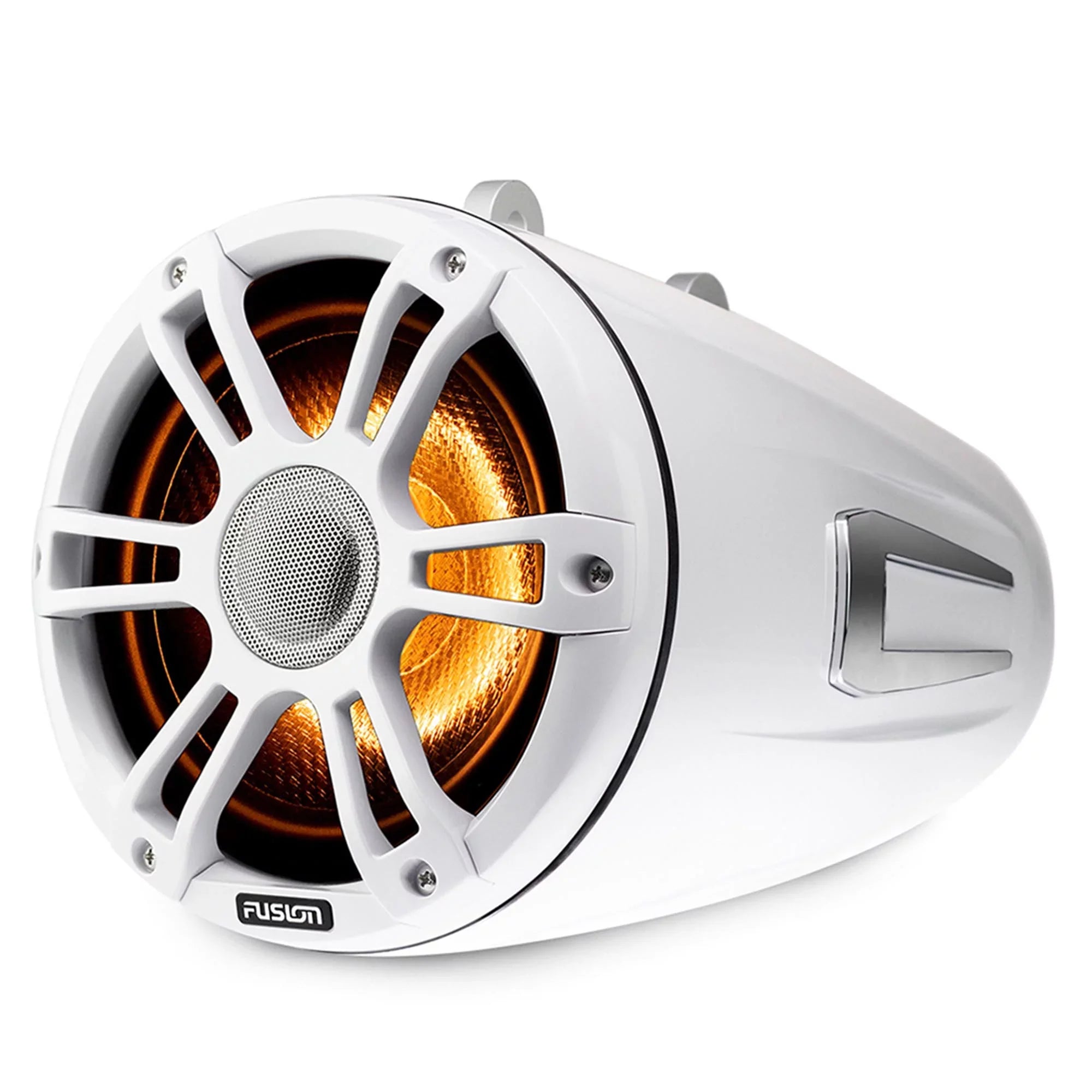 Fusion SizeG-FLT772SizePW 7.7'' Sizeports Ivory Tower Sizepeaker with Fixed Clamps and SizeG-DA41400 4-Channel Amplifier