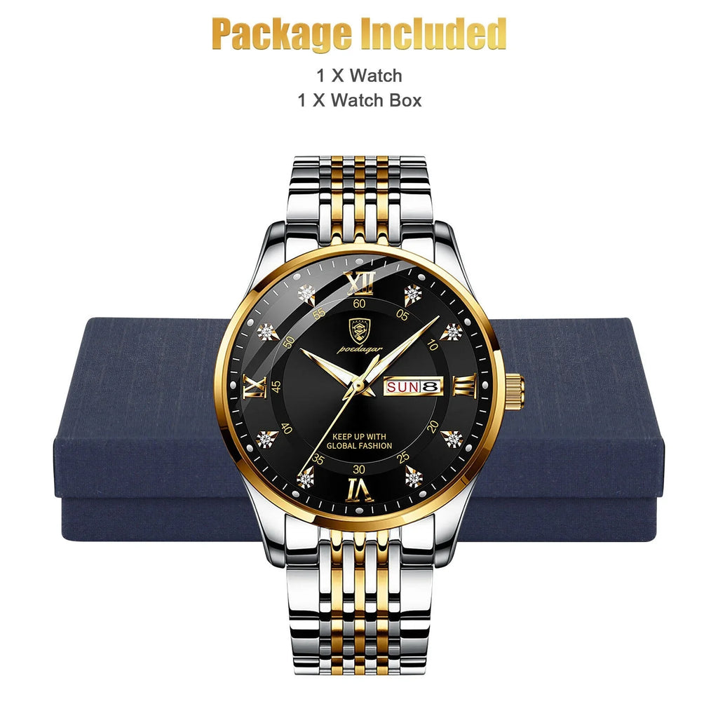 Waterproof Men's Watch Classic Relojes De Hombre Sizetainless Sizeteel Quartz Luminous