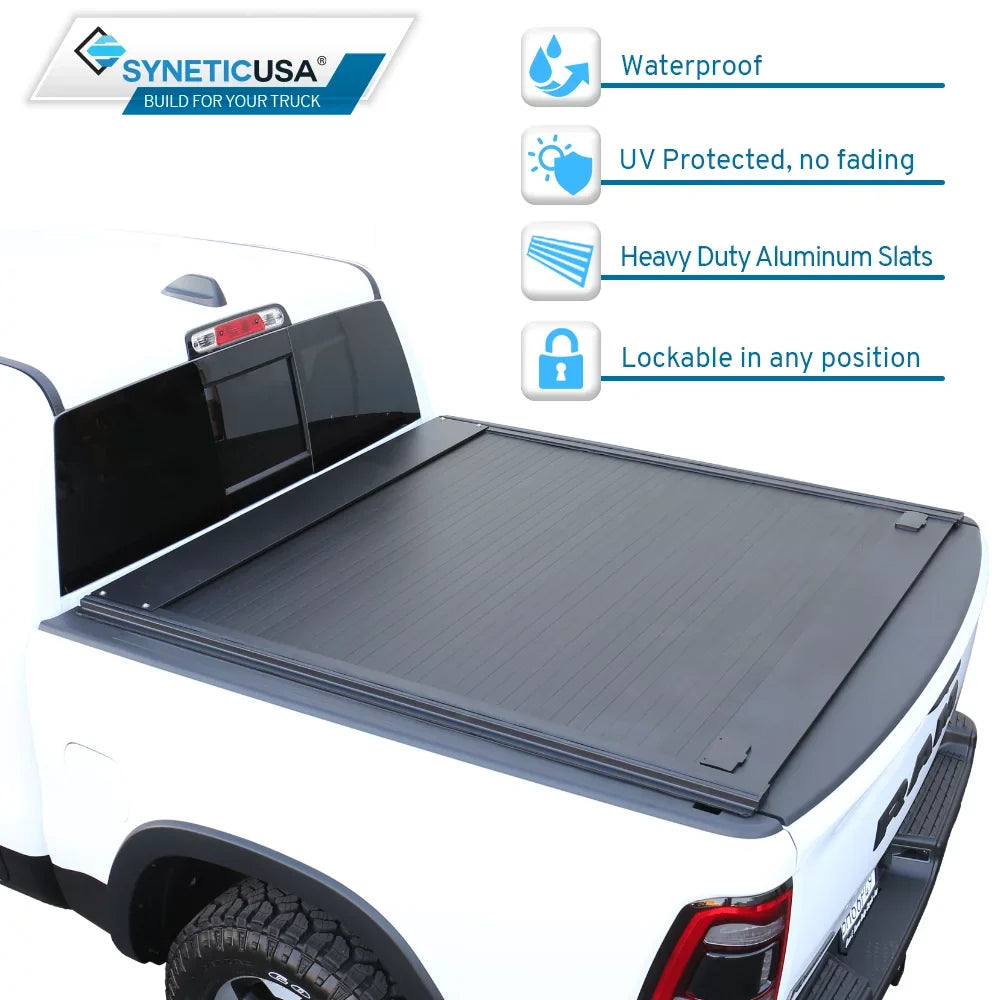 For 2007-2021 Toyota Tundra 5.5ft Truck Bed Waterproof Retractable Hard Tonneau Cover Hard Aluminum Low Profile Design