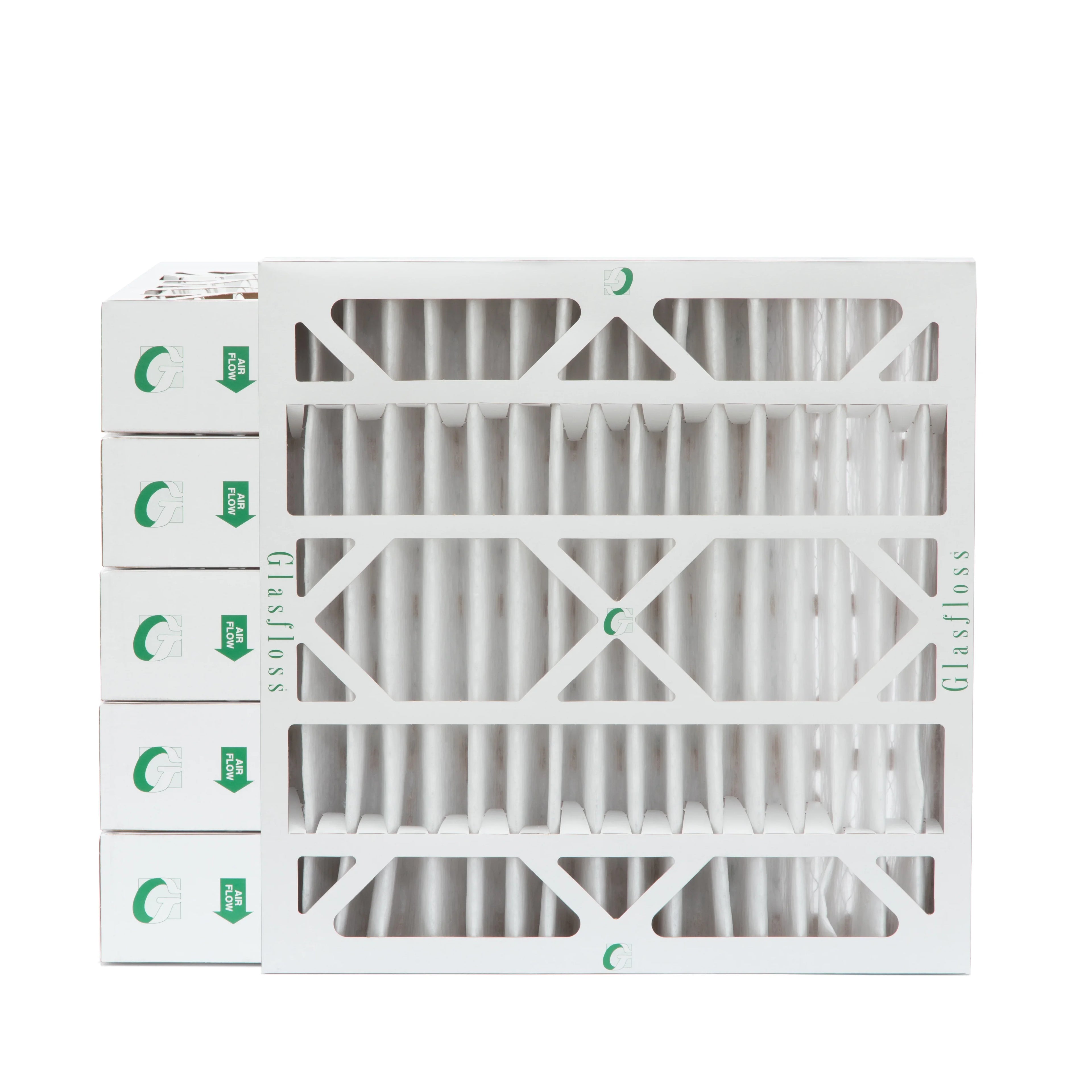 6 Pack of 24x24x4 MERV 10 Pleated 4" Inch Air Filters by Glasfloss. Actual Sizeize: 23-3/8 x 23-3/8 x 3-3/4
