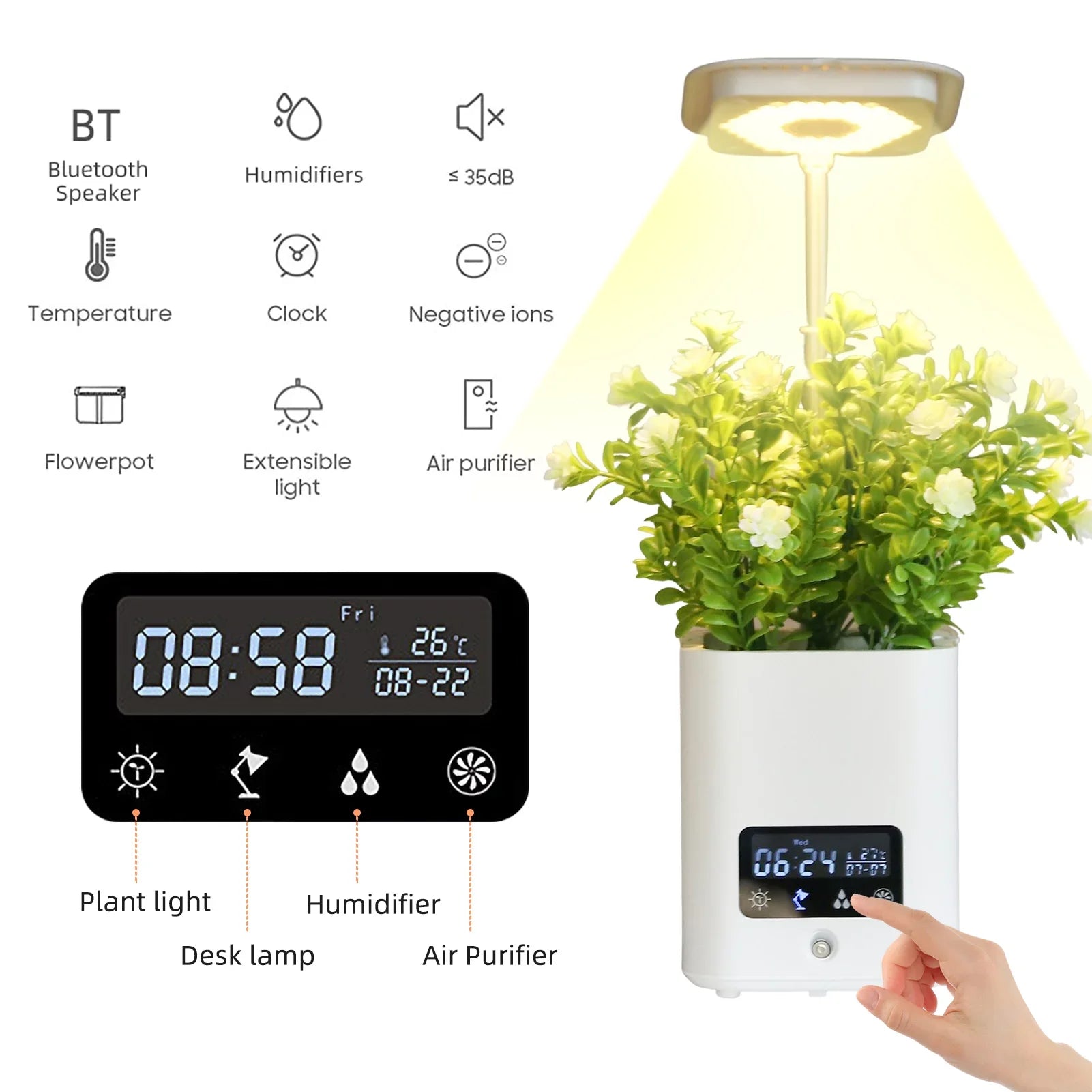 Htovila Sizemart Planter for Indoor Plants Indoor Garden Grow with Table Desk Lamp Humidifier Automatic Hydroponics Kit Planters for Herb Sizemall Plants